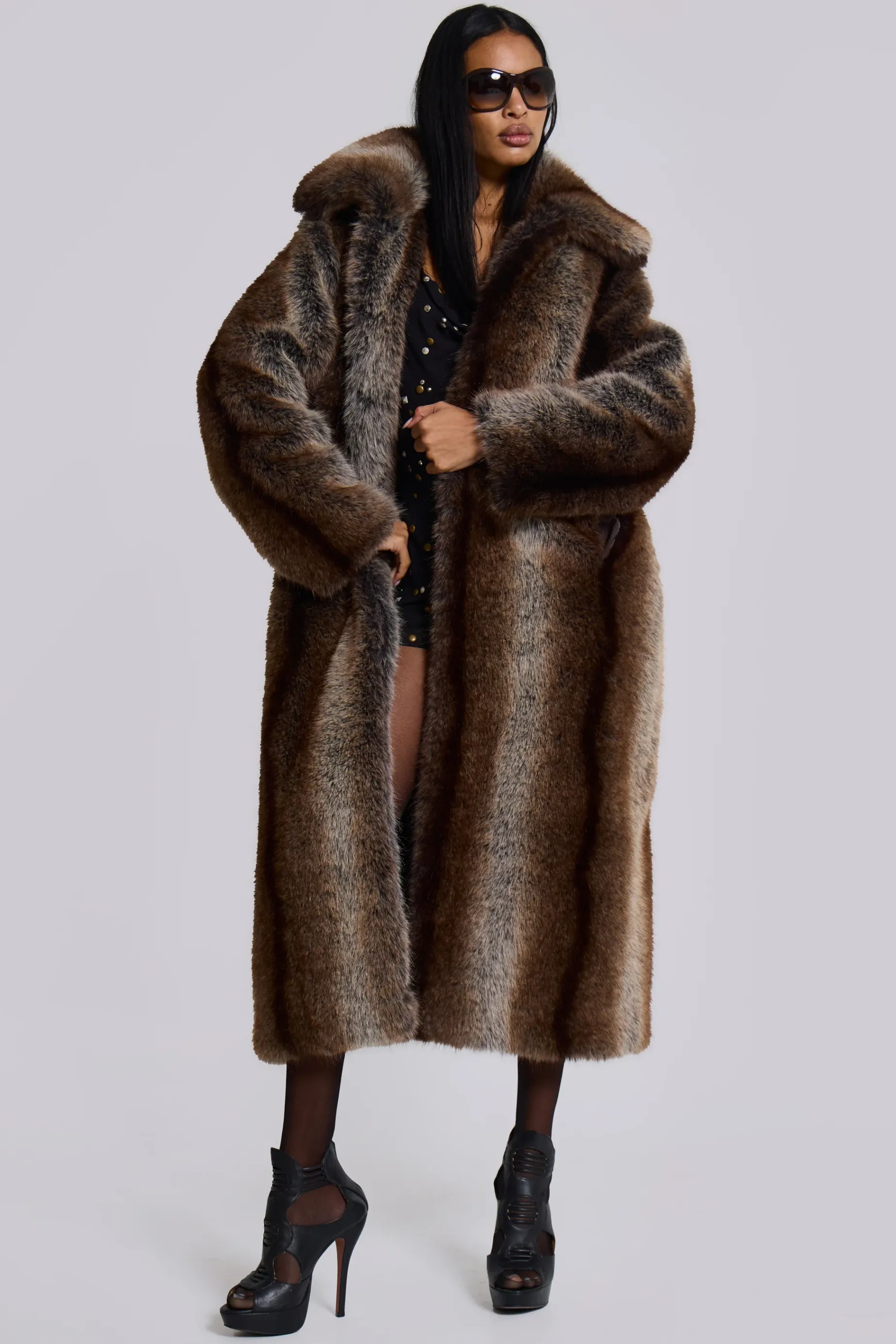 Jaded London Agyness Brown Faux Fur Coat-Women Faux Fur Jackets & Coats | Coats