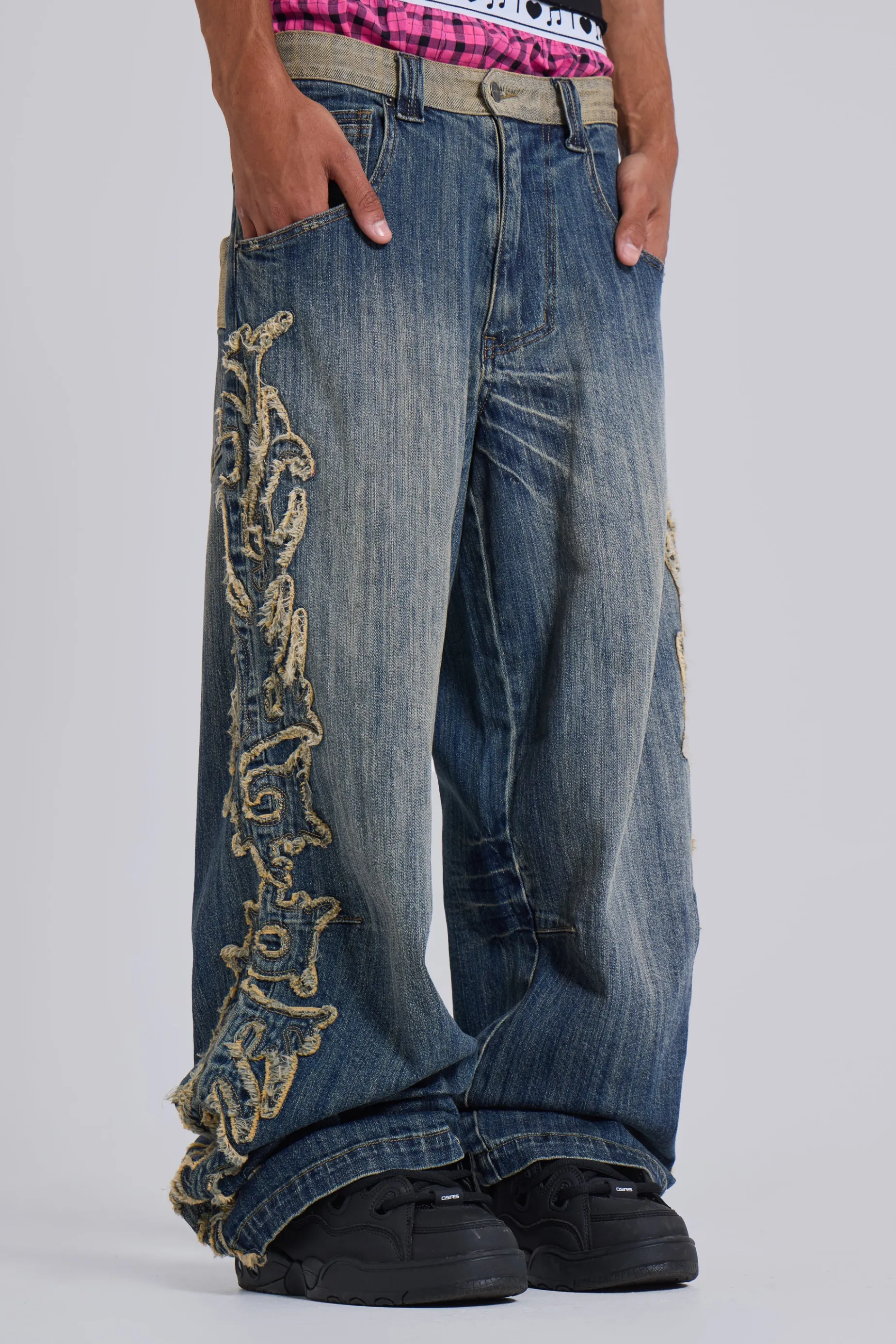 Jaded London Applique Neo Colossus Jeans- Baggy Jeans | Colossus Jeans