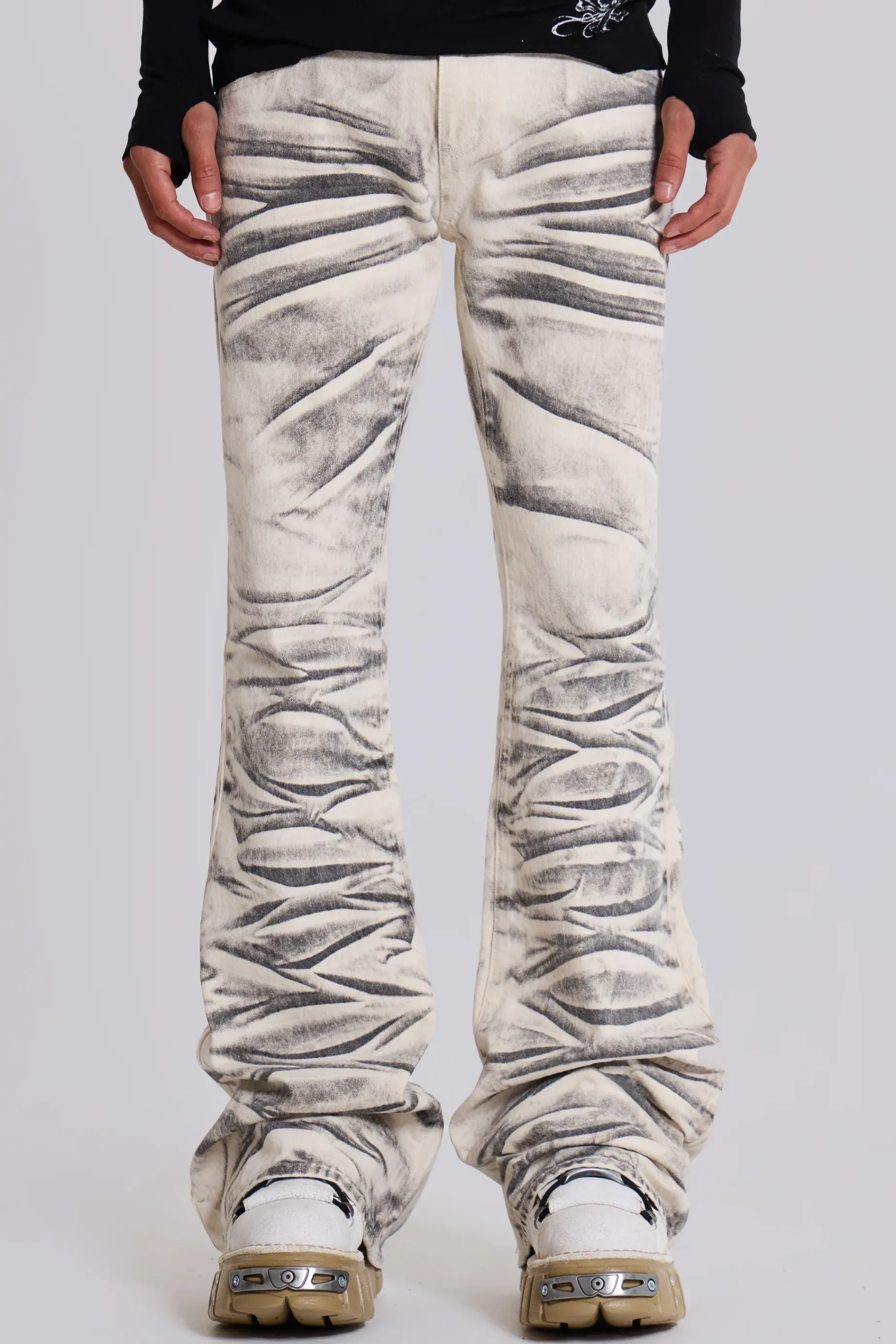 Jaded London Arctic White Drift Jeans- Bootcut Jeans