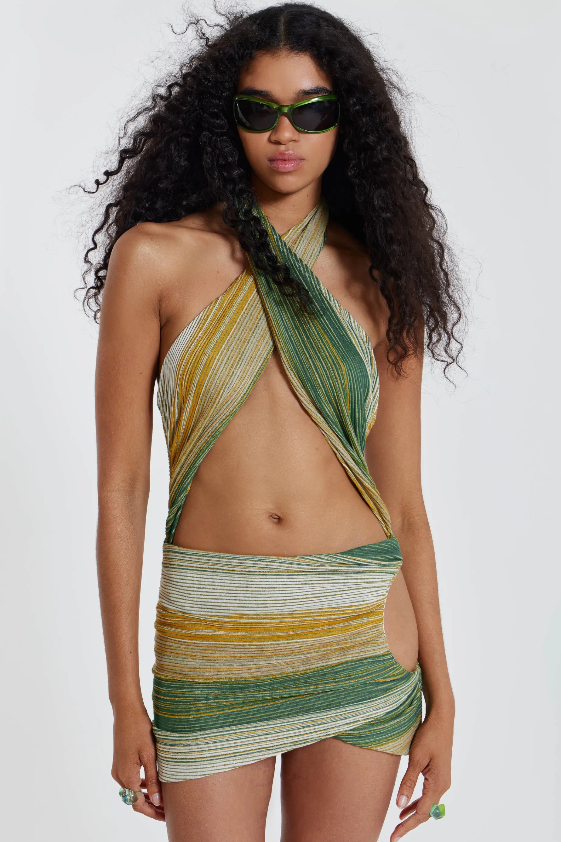 Jaded London Avani Halterneck Wrap Over Mini Dress-Women Beach Cover Ups | Beach Skirts & Dresses