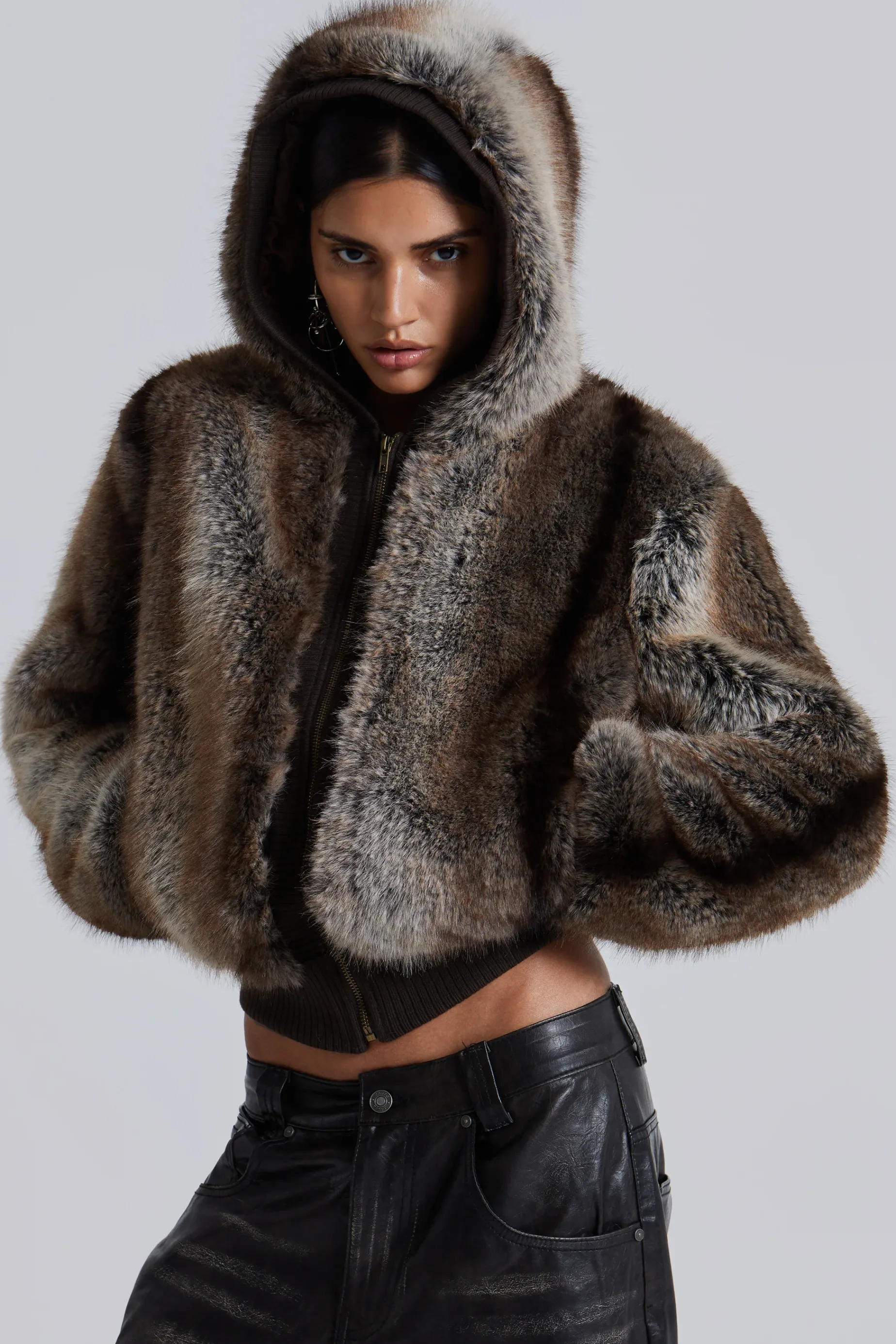 Jaded London Bear Faux Fur Hooded Jacket-Women Faux Fur Jackets & Coats | Jackets