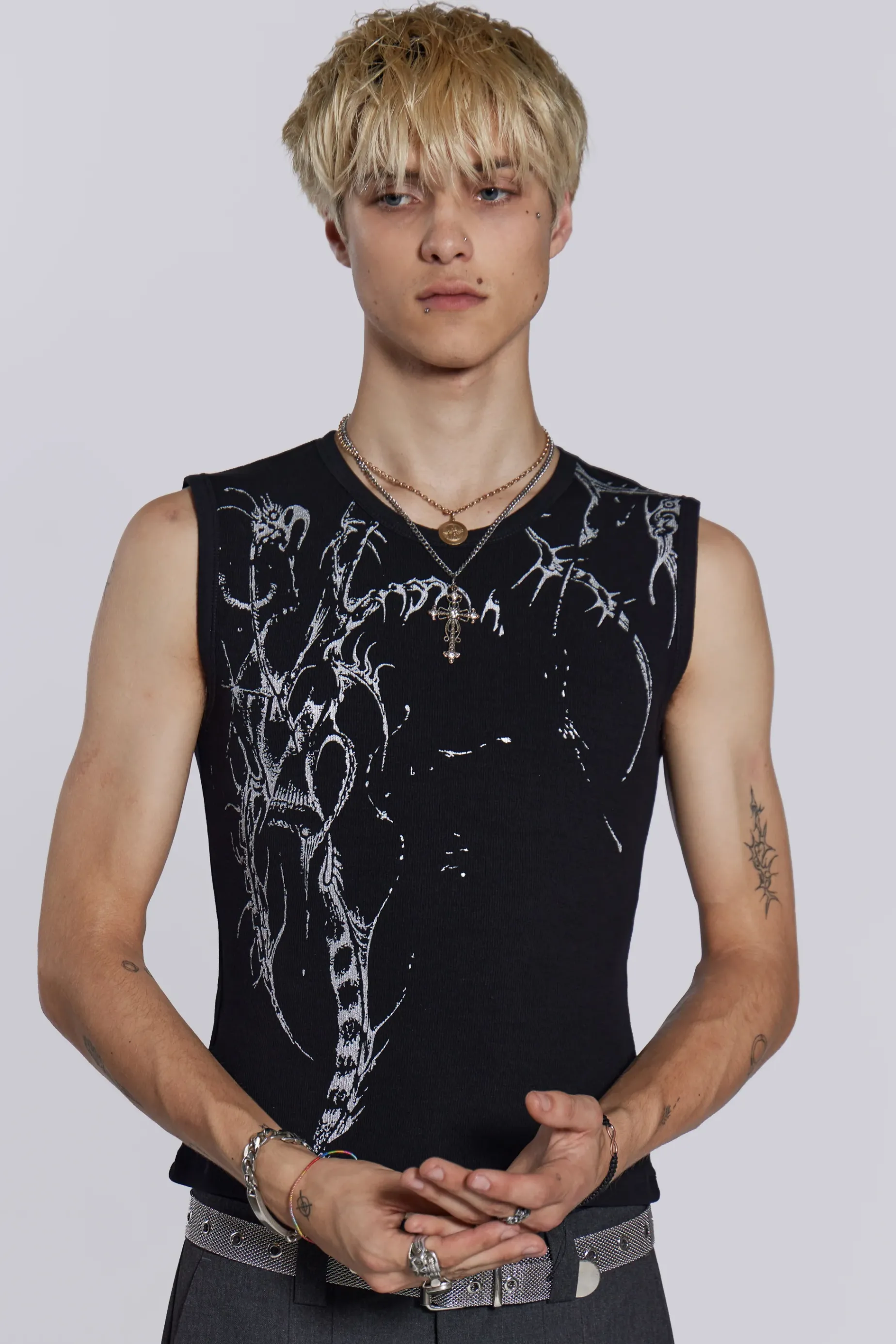 Jaded London Black Astora Rib Vest- T-shirts & Vests | Tops