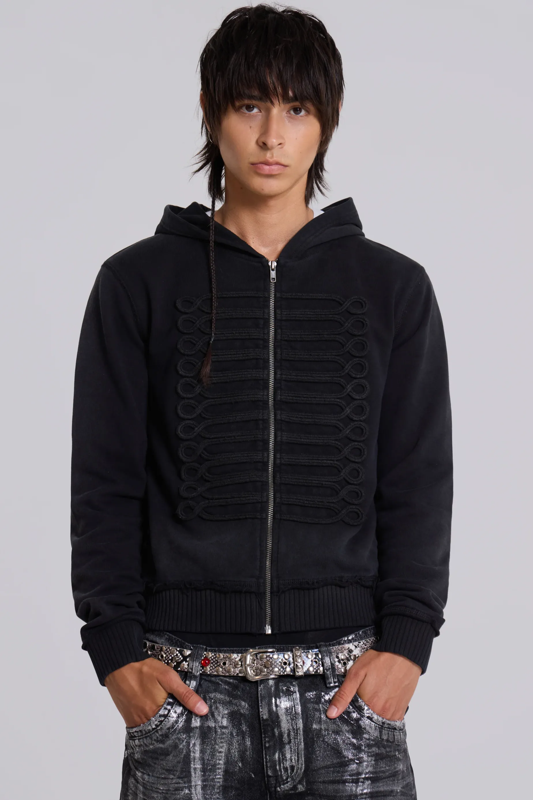 Jaded London Black Drummer Hoodie- Knitwear | Knitwear