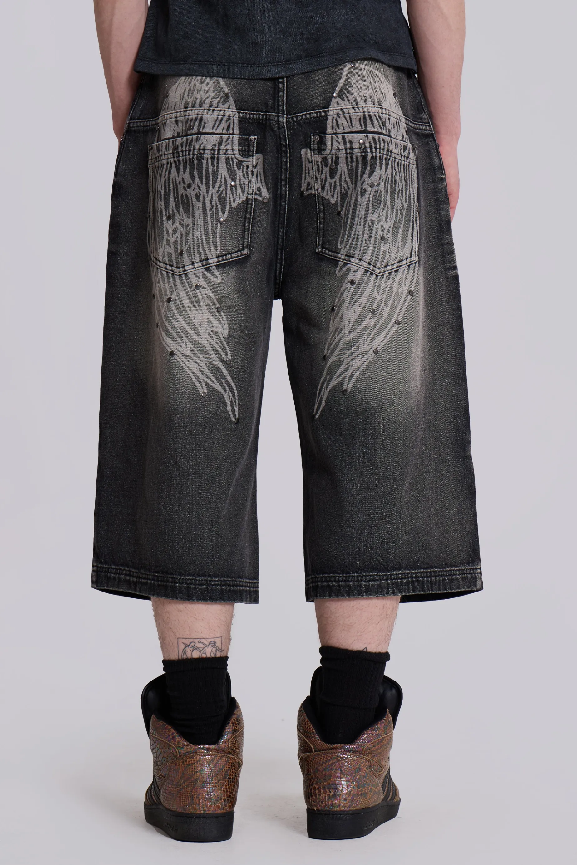 Jaded London Black Ethereal Colossus Jorts- Jorts & Shorts | Jorts