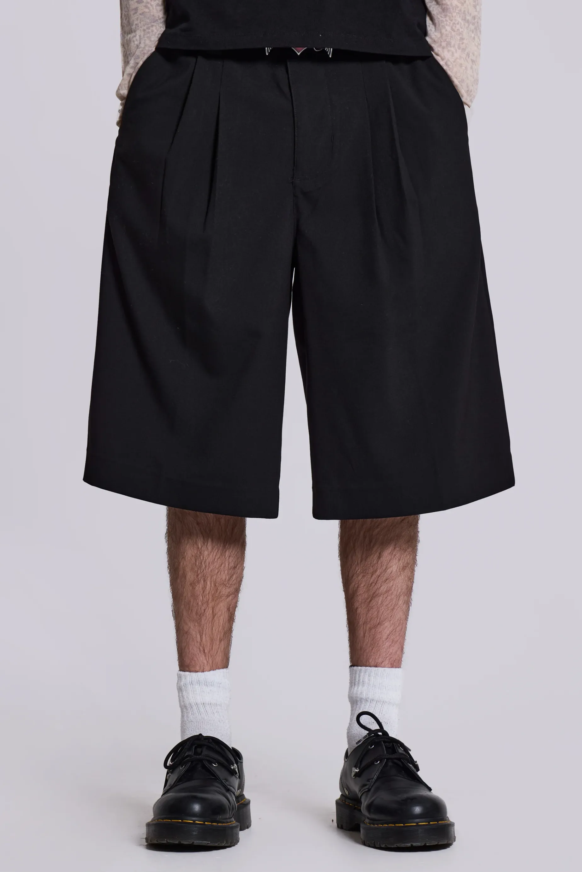 Jaded London Black Goliath Tailored Shorts- Jorts & Shorts