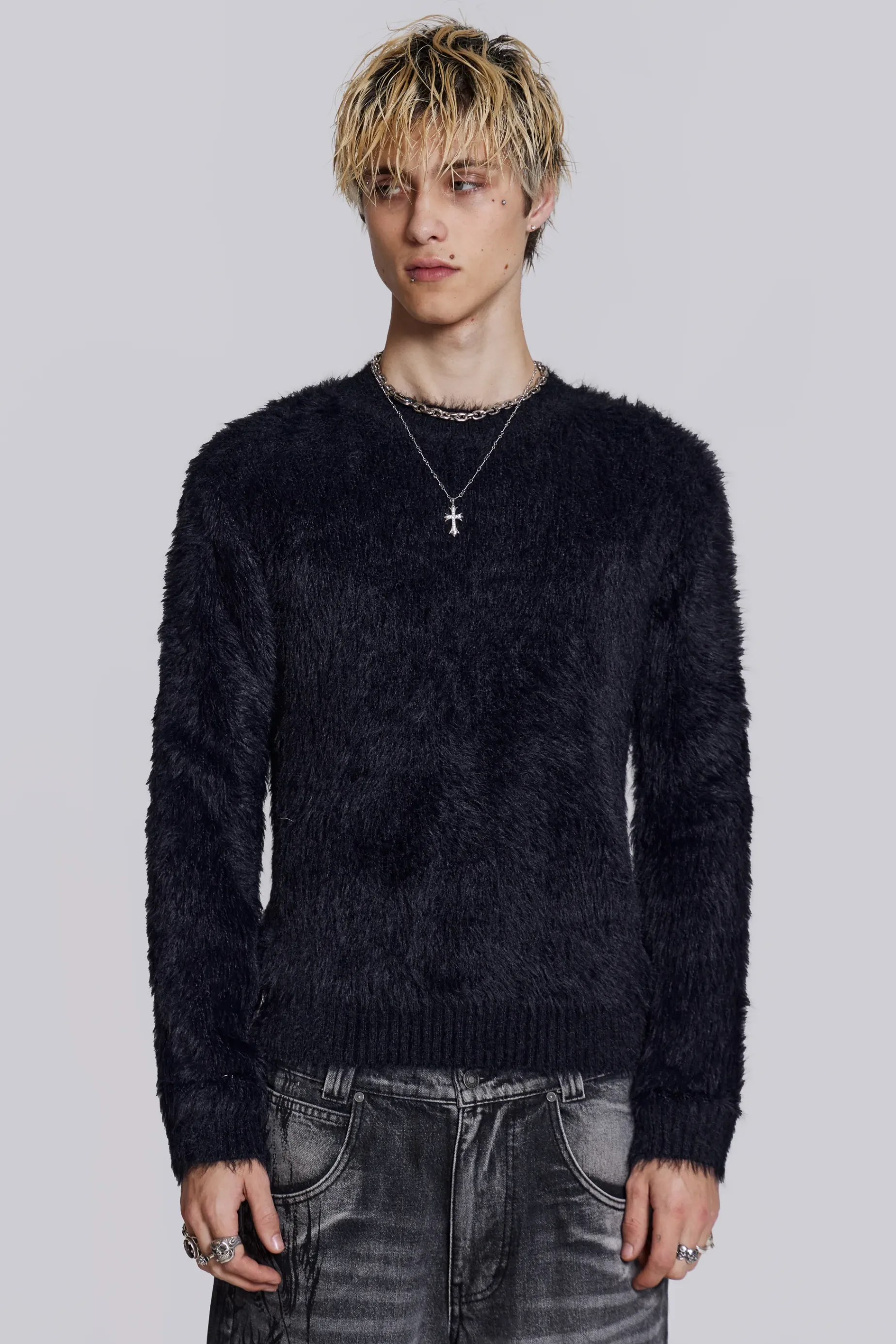 Jaded London Black Ominous Knit Jumper- Tops