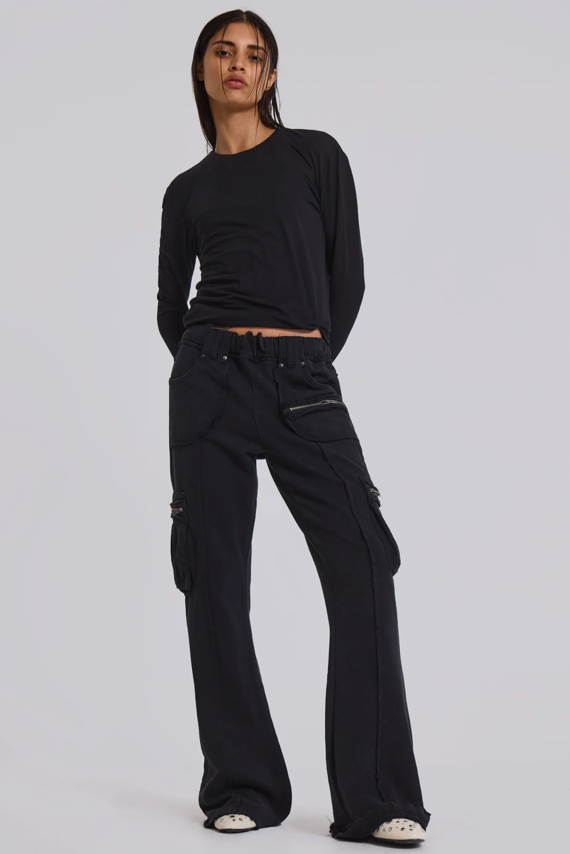 Jaded London Black Shift Cargo Joggers-Women Baggy Joggers & Sweatpants | Joggers & Sweatpants