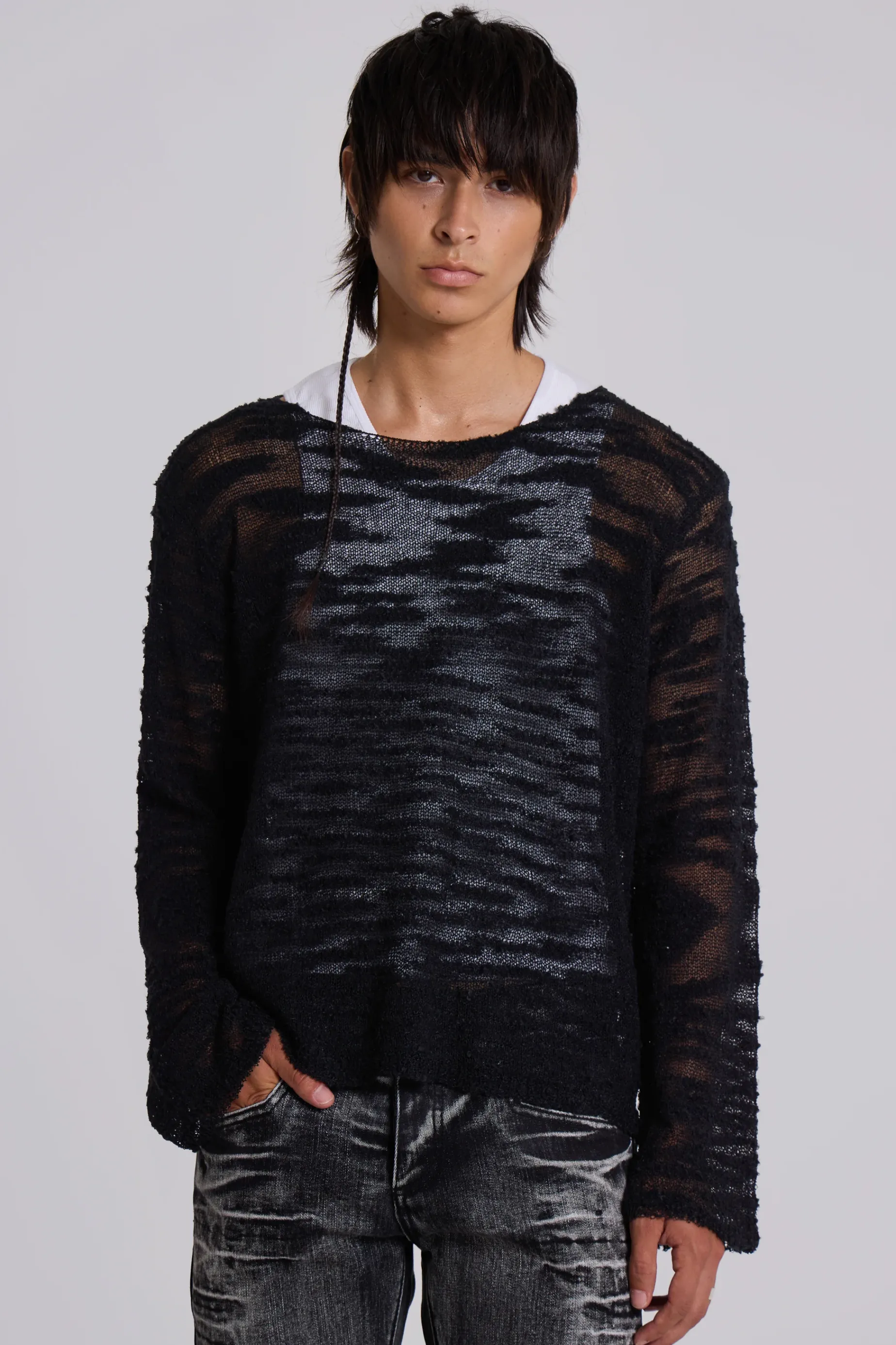 Jaded London Black Stray Knit- T-shirts & Vests | Knitwear