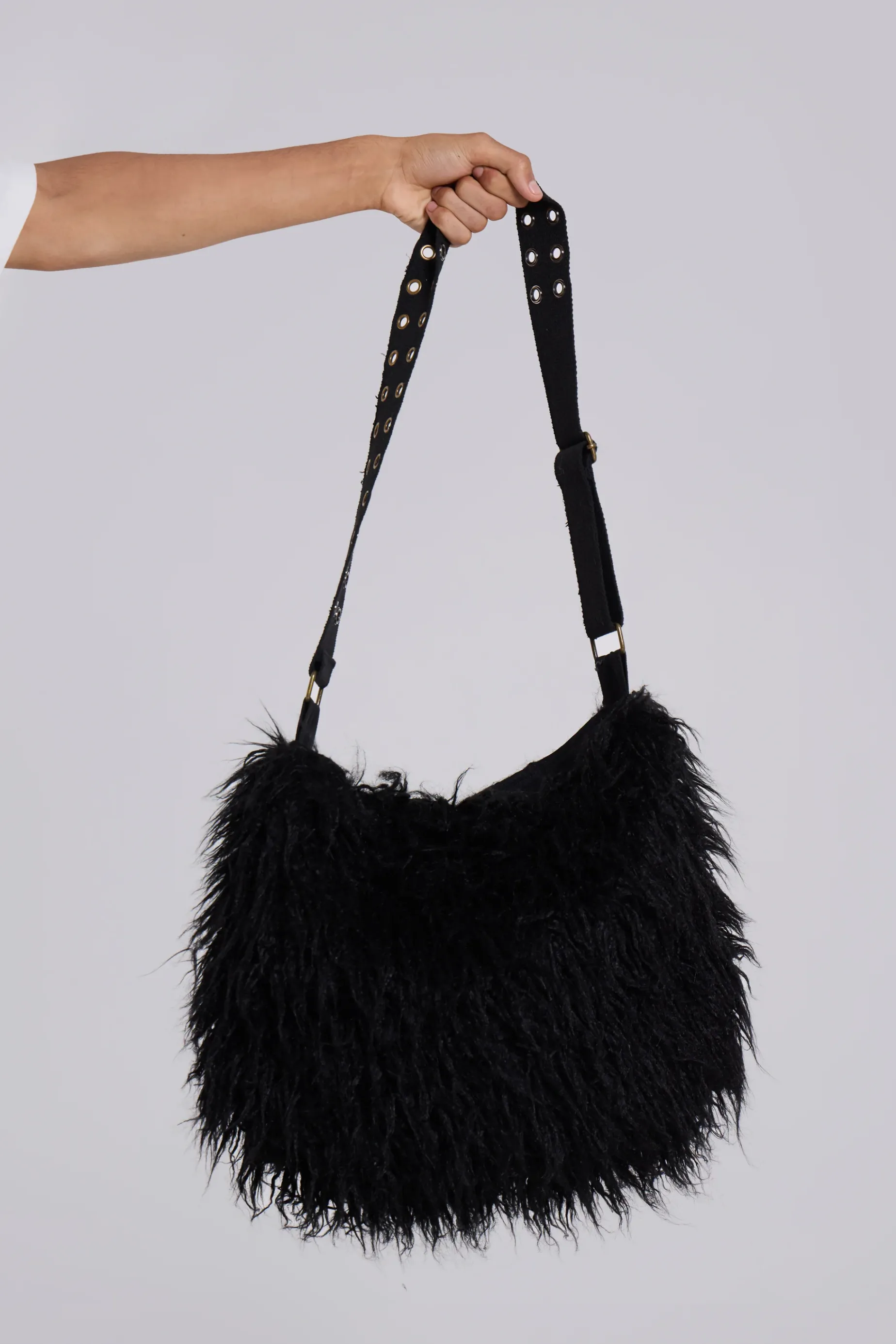 Jaded London Blackout Faux Fur Sling Bag- Accessories