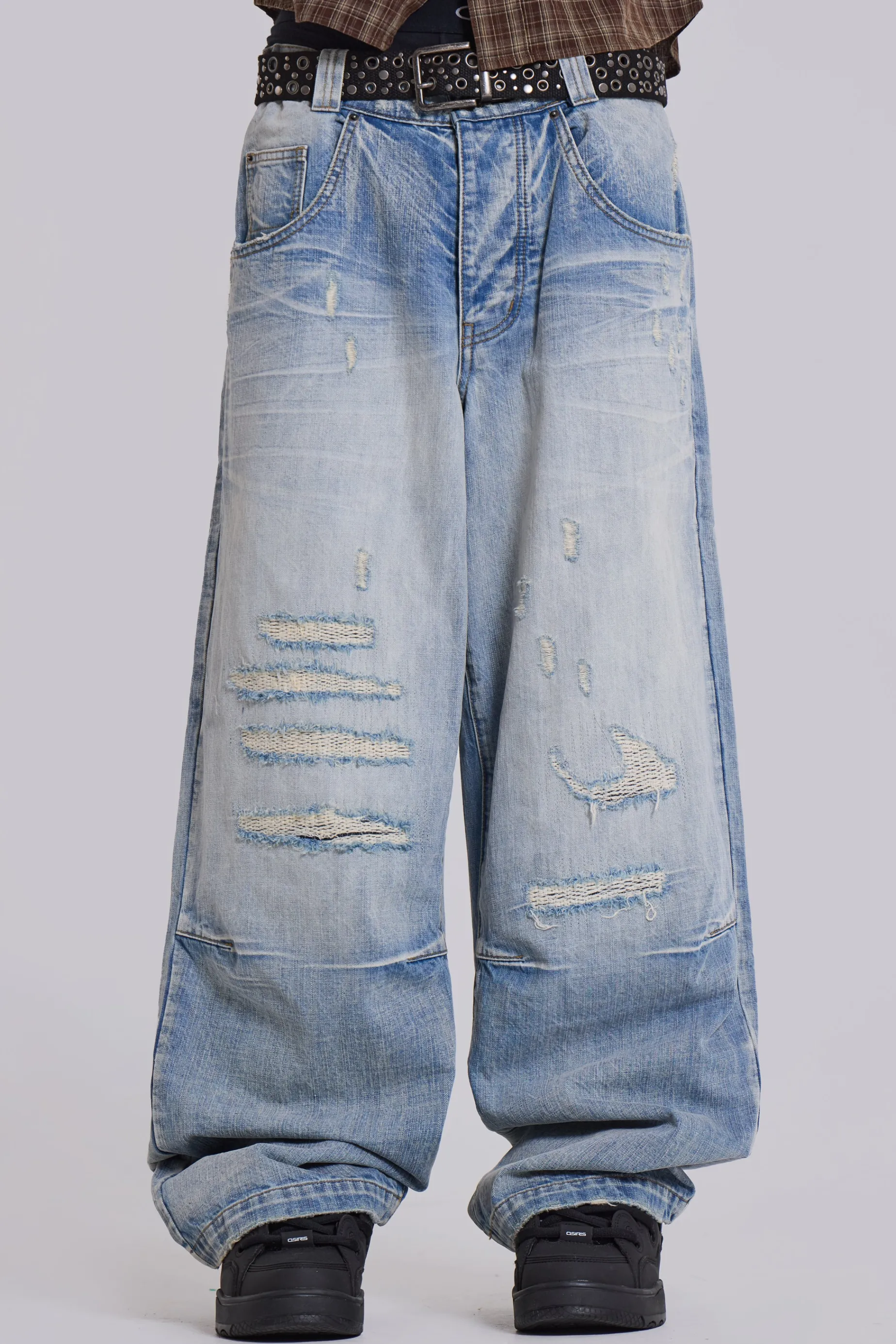 Jaded London Bleach Repaired Low Rise Colossus- Baggy Jeans | Colossus Jeans