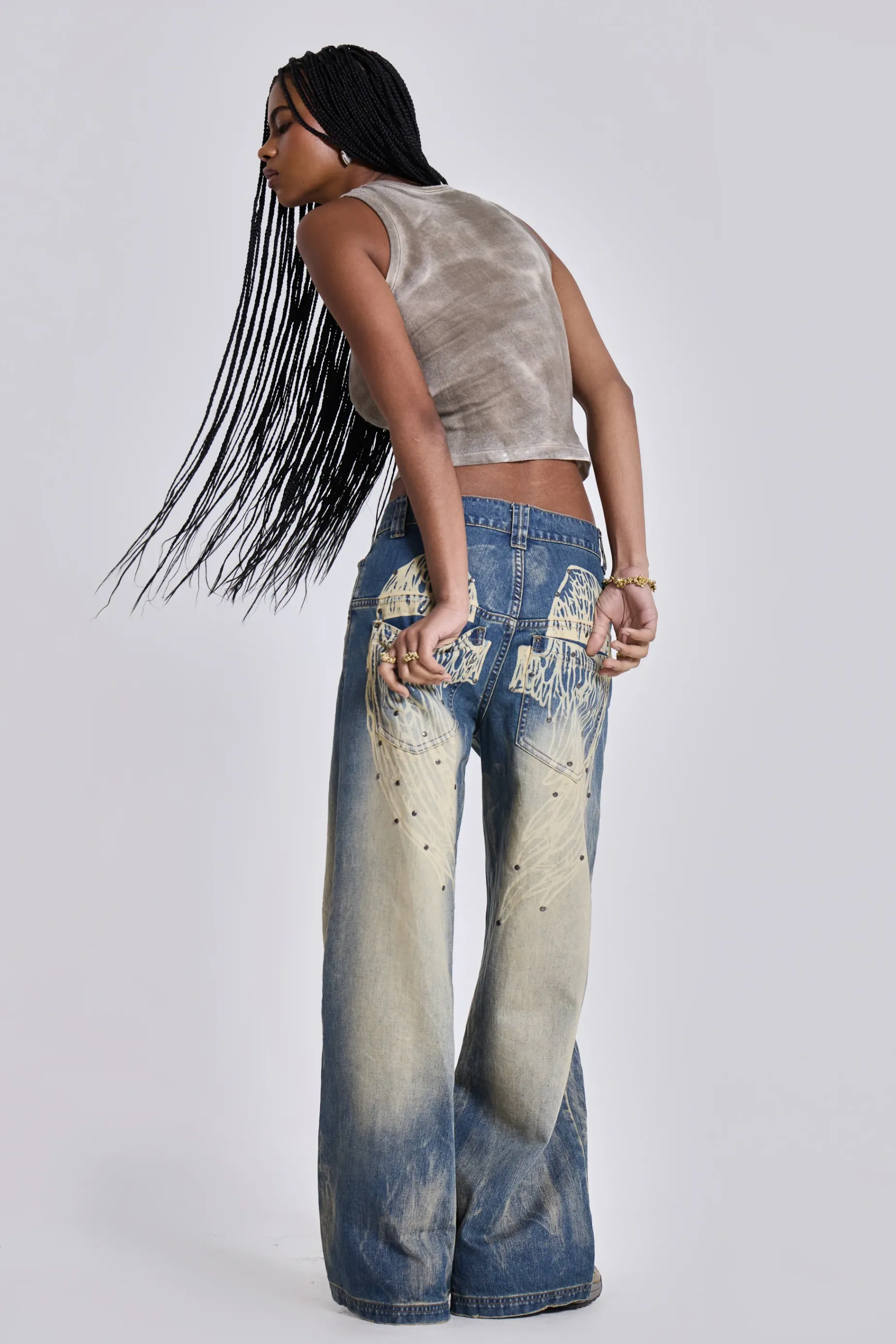 Jaded London Blue Ethereal Colossus Jeans-Women Statement Jeans | Baggy Jeans