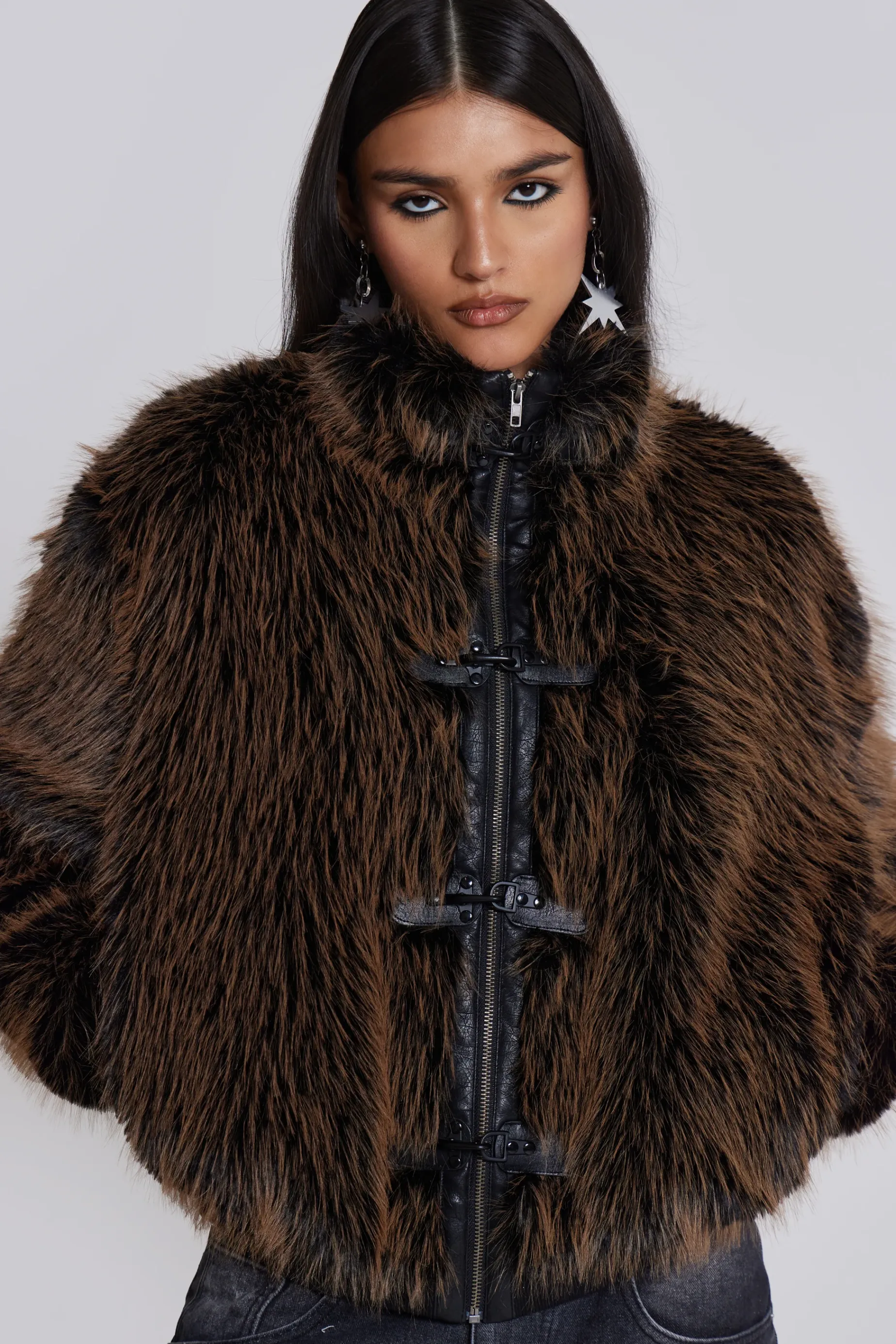 Jaded London Brown Mendoza Faux Fur Jacket-Women Faux Fur Jackets & Coats | Jackets