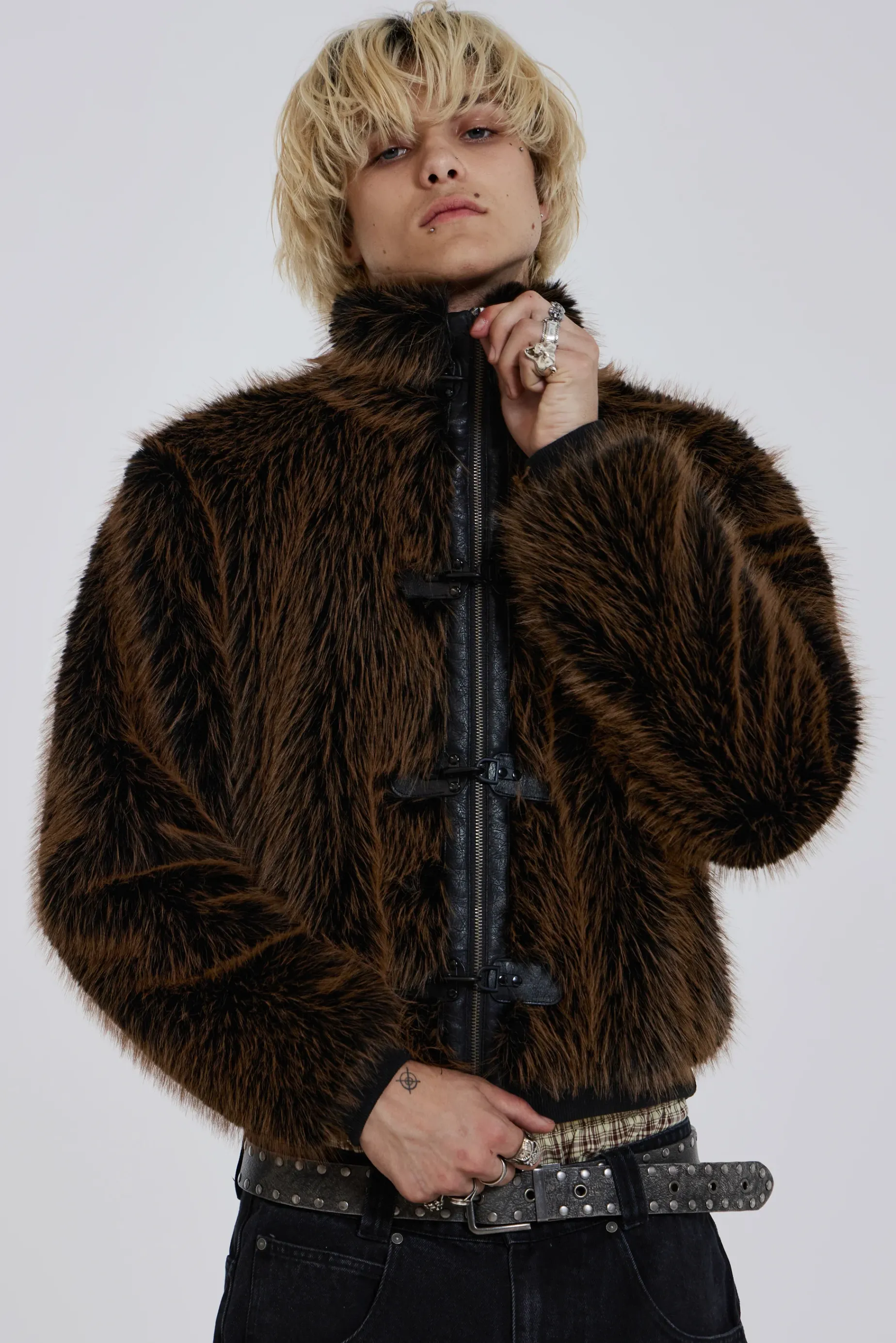 Jaded London Brown Mendoza Faux Fur Jacket- Outerwear