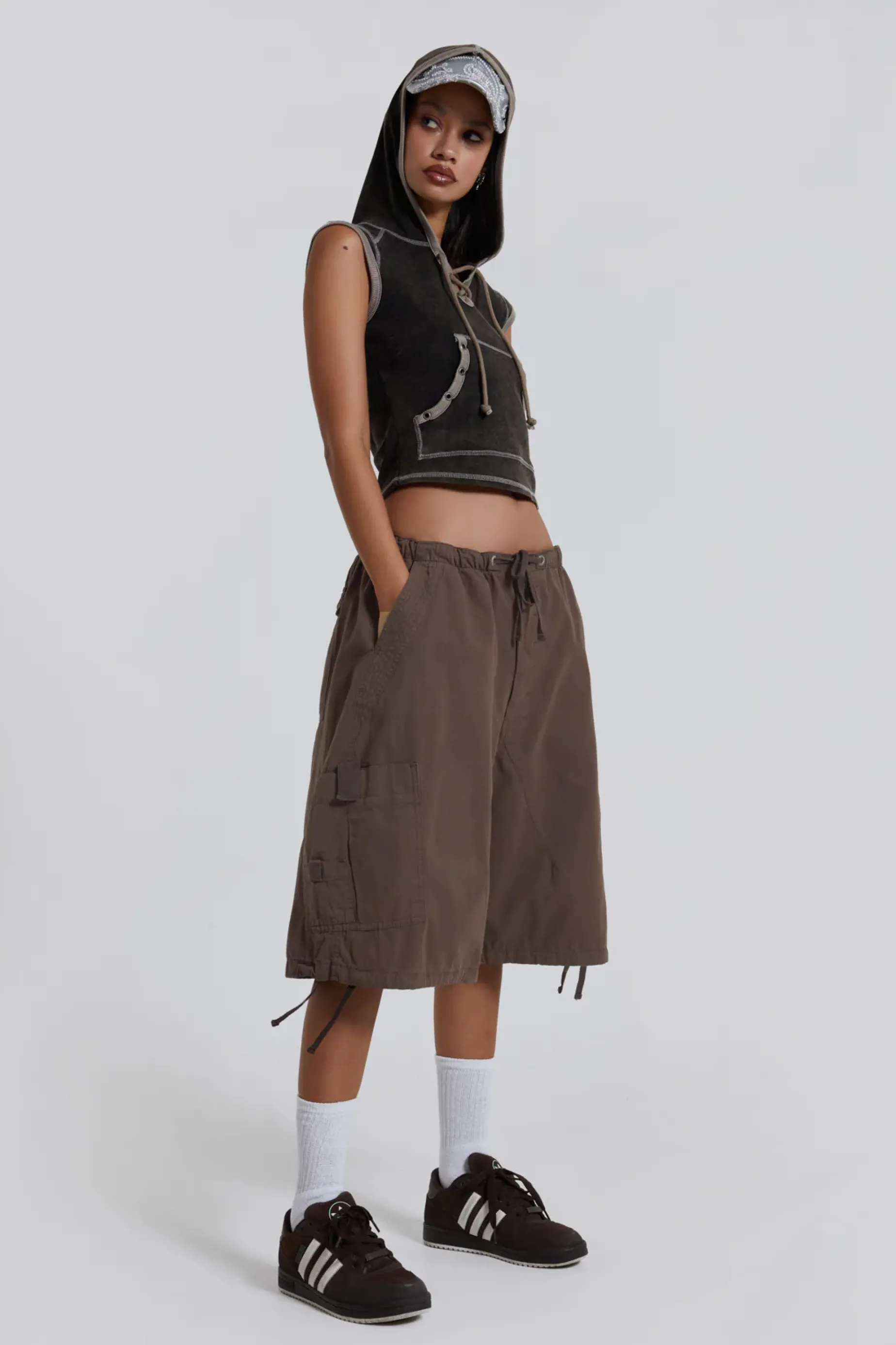 Jaded London Brown Parachute Cargo Shorts-Women Shorts & Jorts | Shorts & Jorts