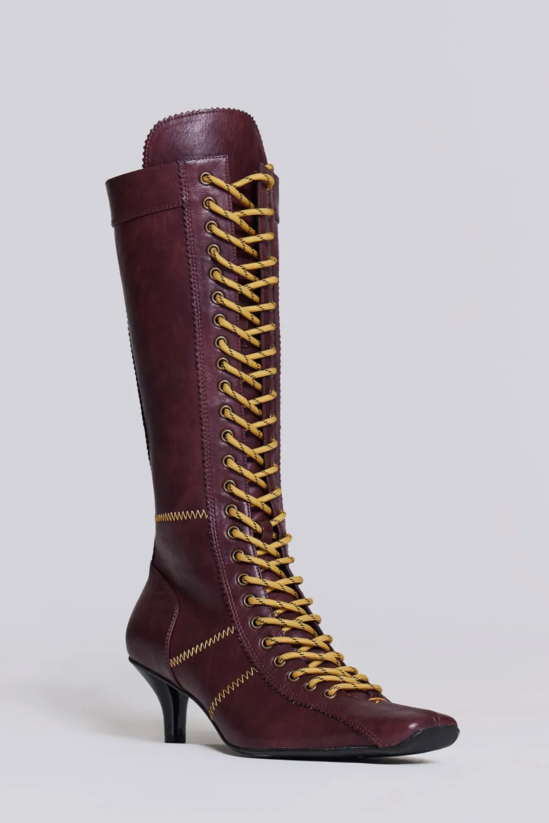 Jaded London Burgundy Brooke Boxing Boot-Women Footwear | Accessories