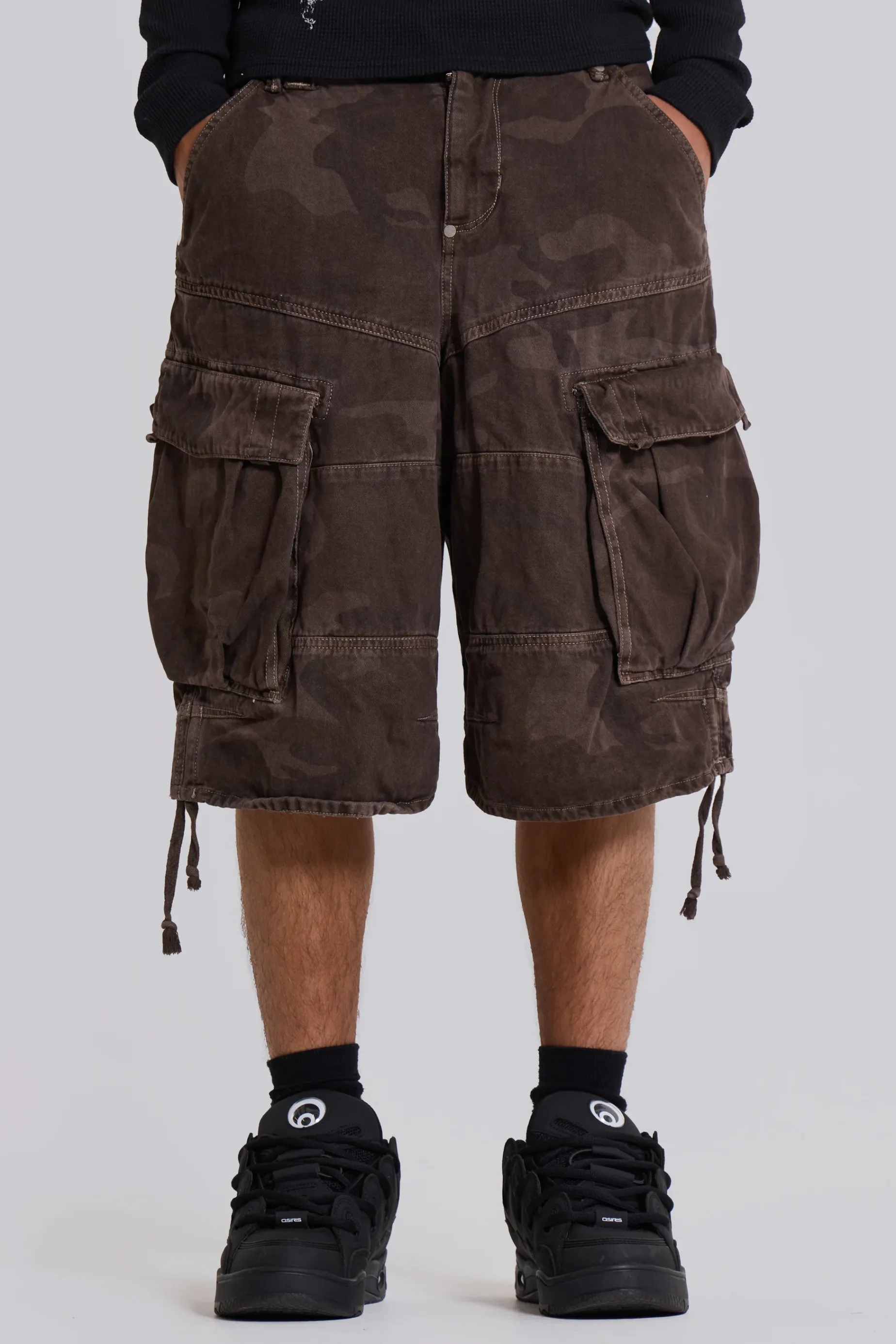 Jaded London Cadet Brown Camo Shorts- Jorts & Shorts | Cargo Pants