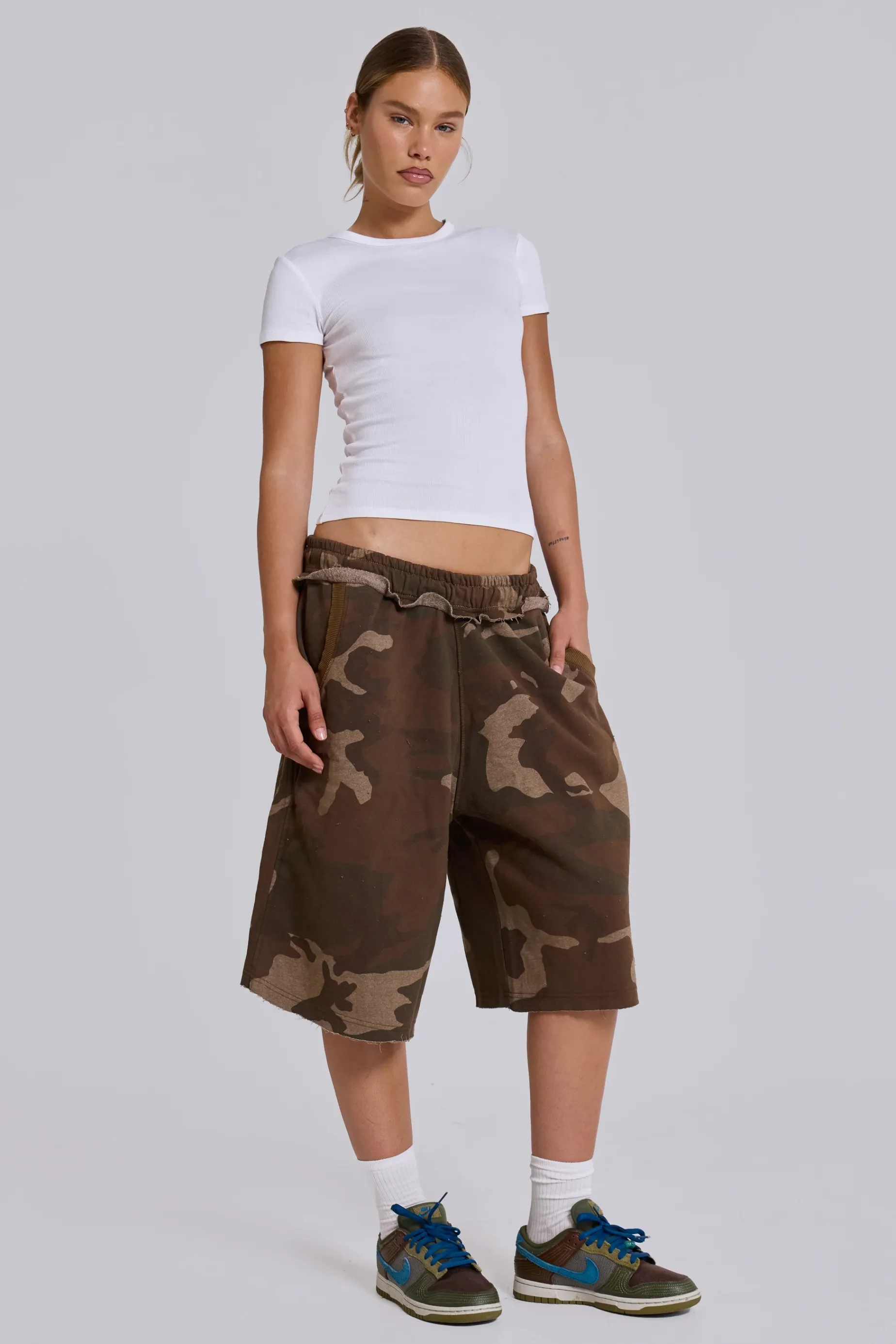 Jaded London Camo Monster Jogger Shorts-Women Camo Pants