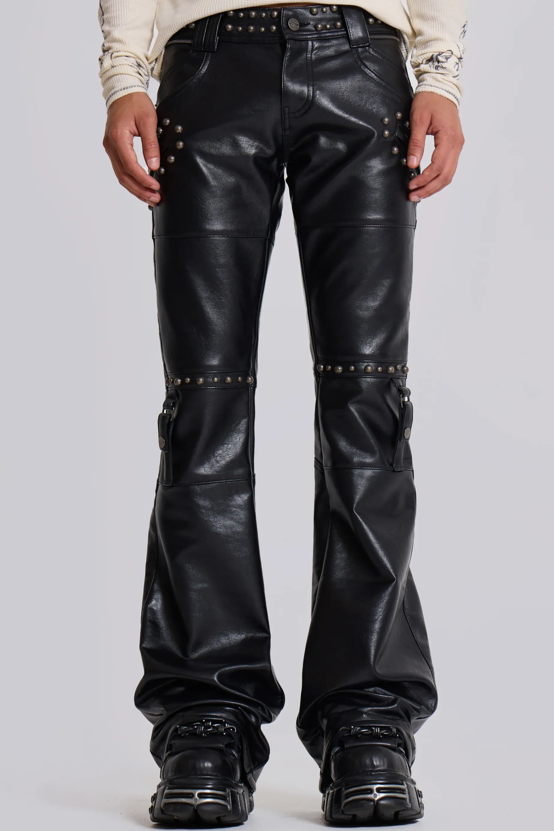 Jaded London Carbon Studded Drift Pants- Bootcut Jeans | Baggy Jeans