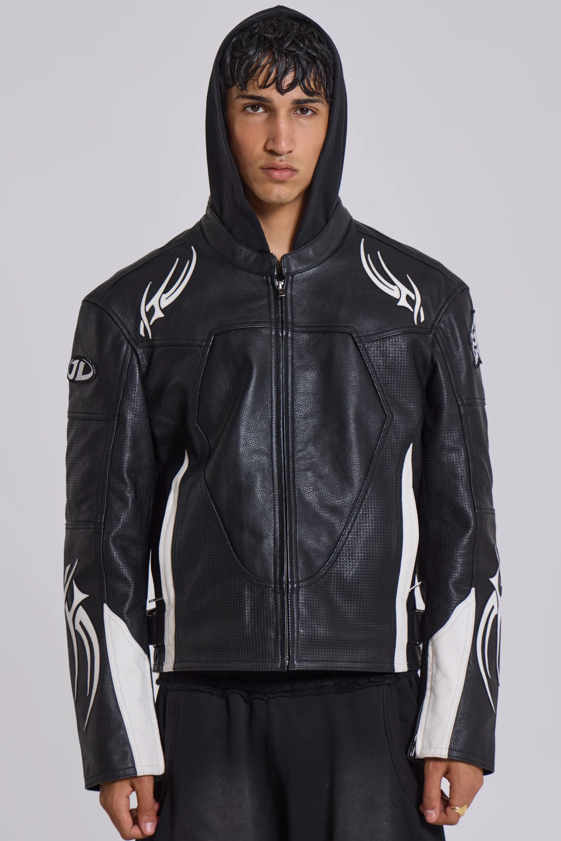 Jaded London Crash Leather Biker Jacket- Outerwear