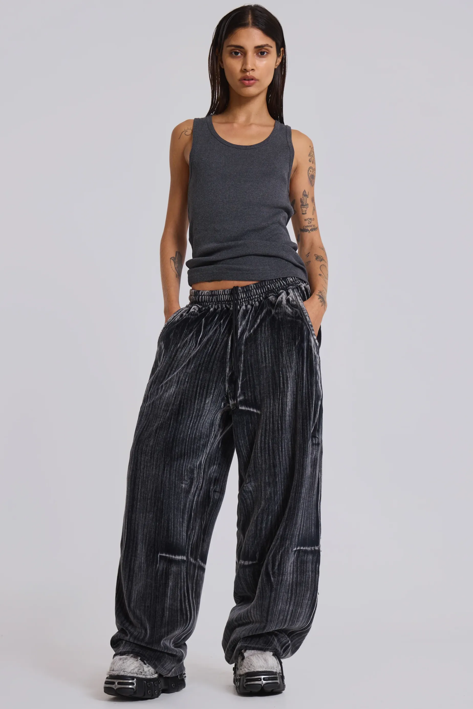 Jaded London Crease Velour Baggy Monster Joggers-Women Baggy Joggers & Sweatpants | Joggers & Sweatpants