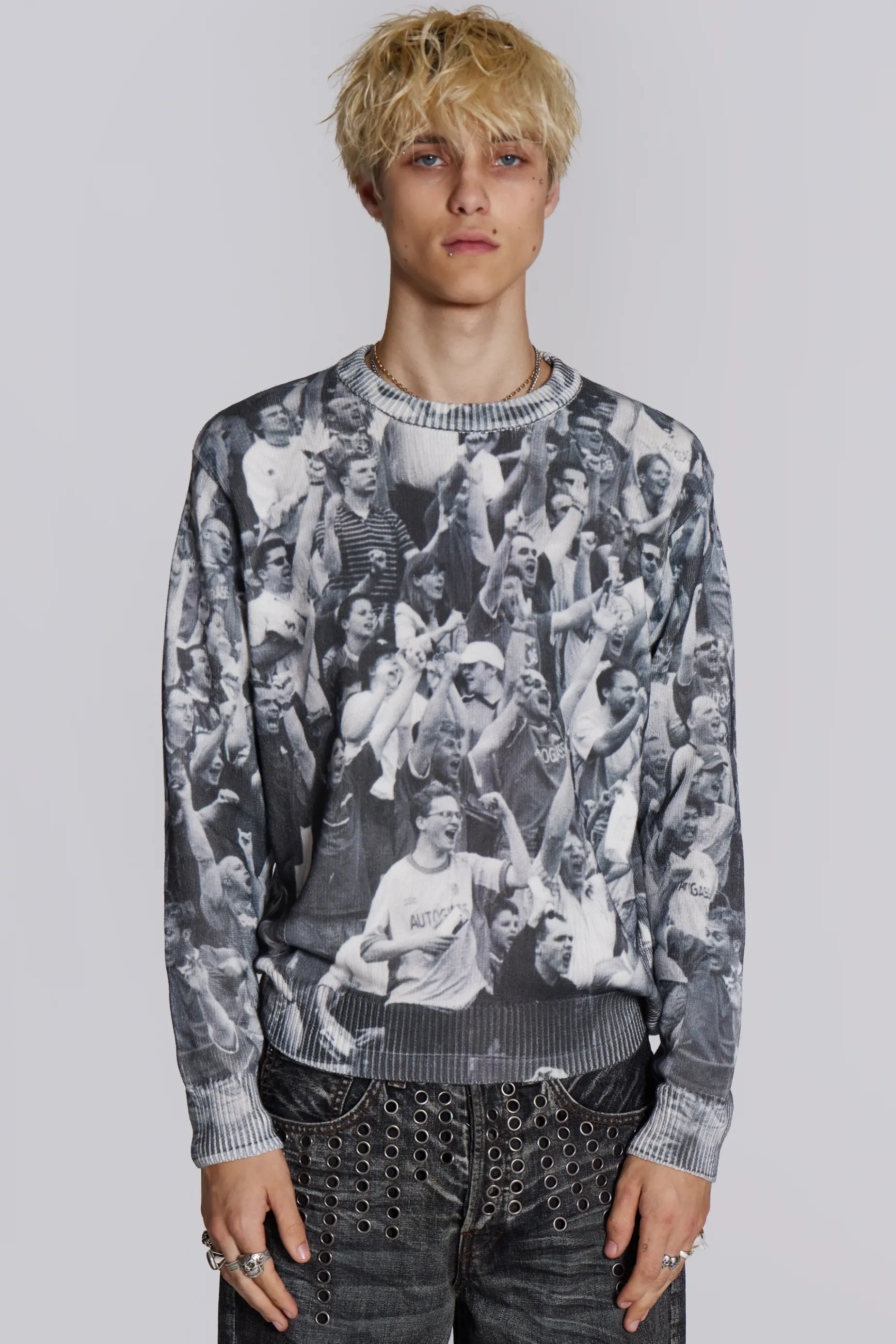 Jaded London Crowd Print Jumper- Tops | Hoodies & Sweatshirts