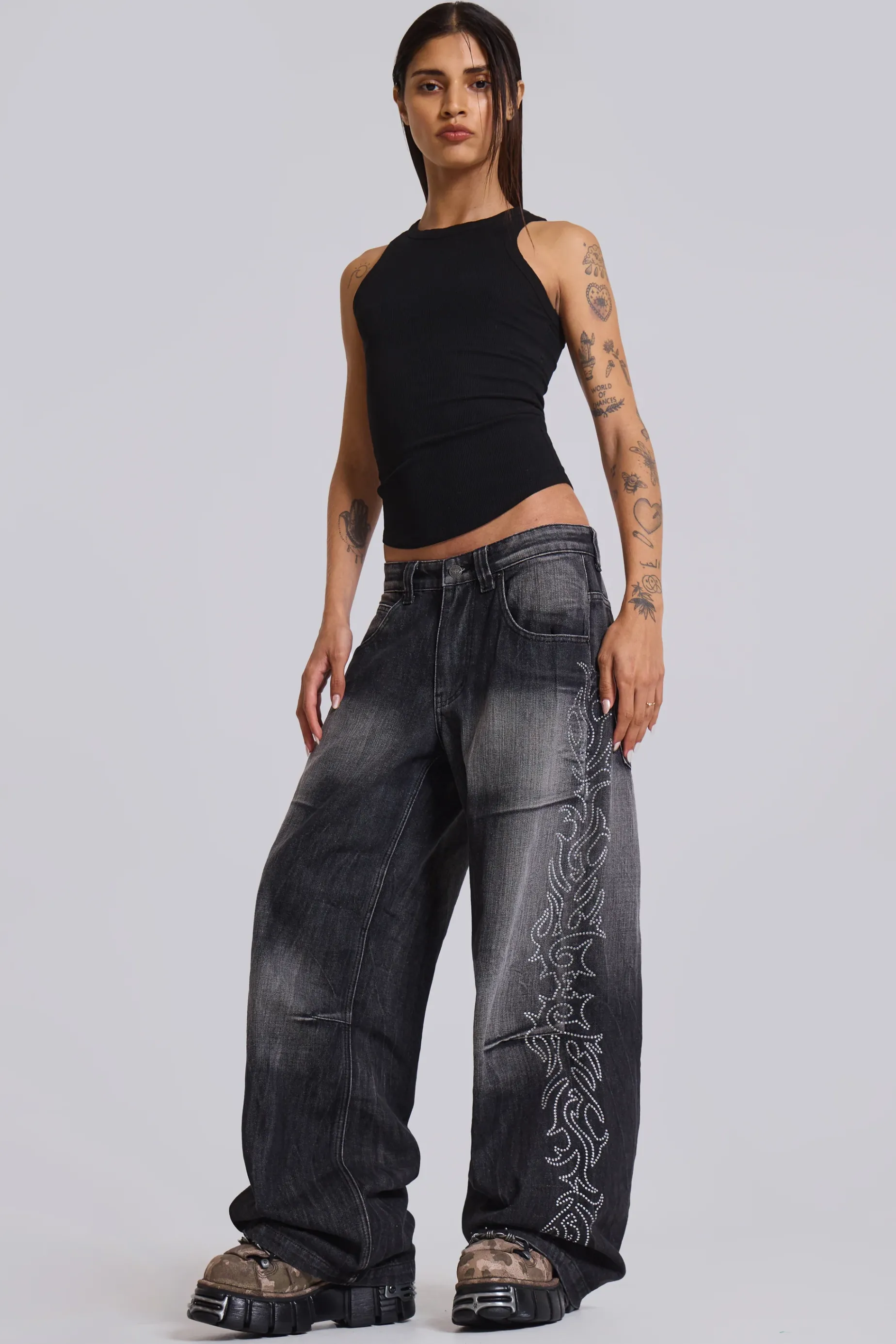 Jaded London Crystalline Colossus Jeans-Women Statement Jeans | Baggy Jeans