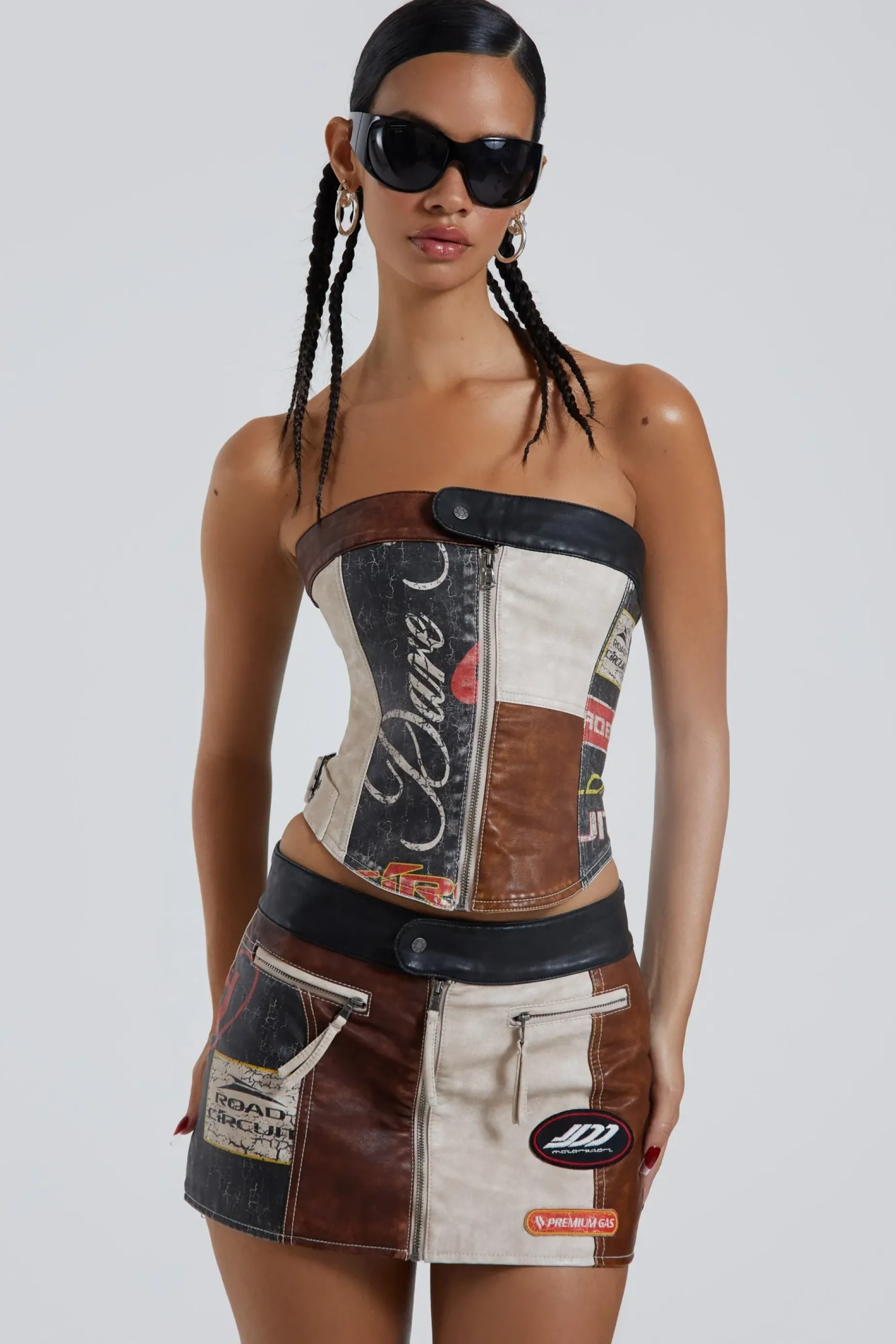 Jaded London Daytona Vegan Leather Corset Top-Women Bandeau | Crop Tops