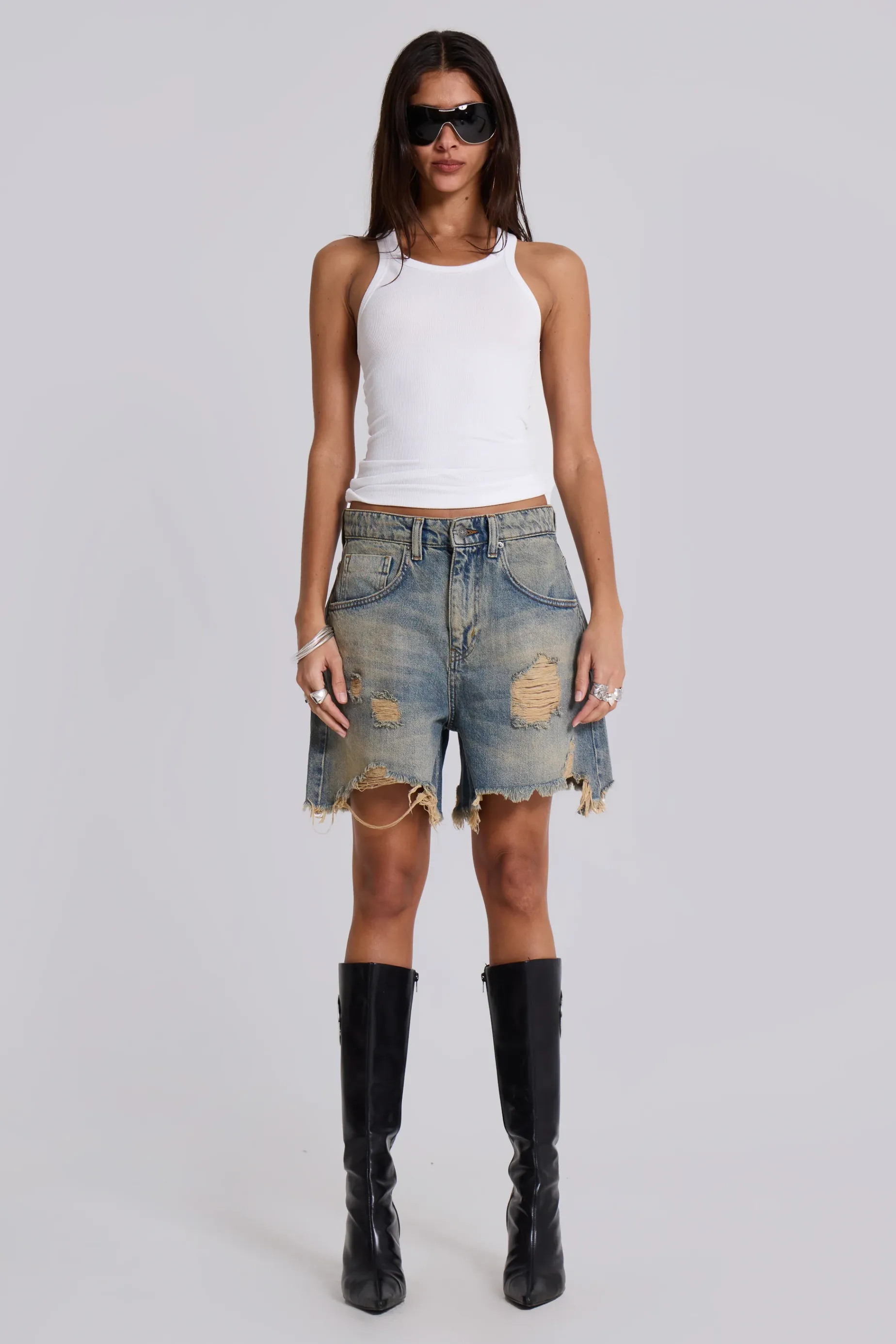 Jaded London Dirty Bleach Revenge Jorts-Women Jorts | Shorts & Jorts