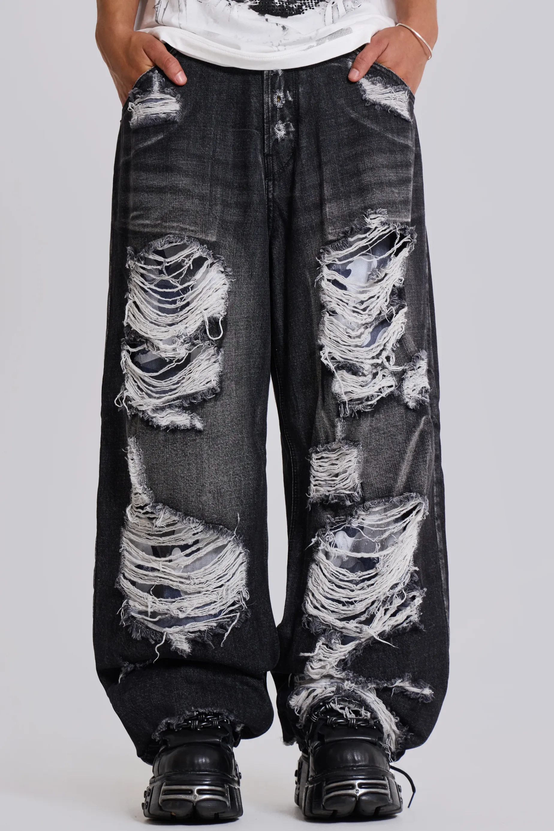 Jaded London Double Layer Camo XL Colossus Jeans- Colossus Jeans | Baggy Jeans