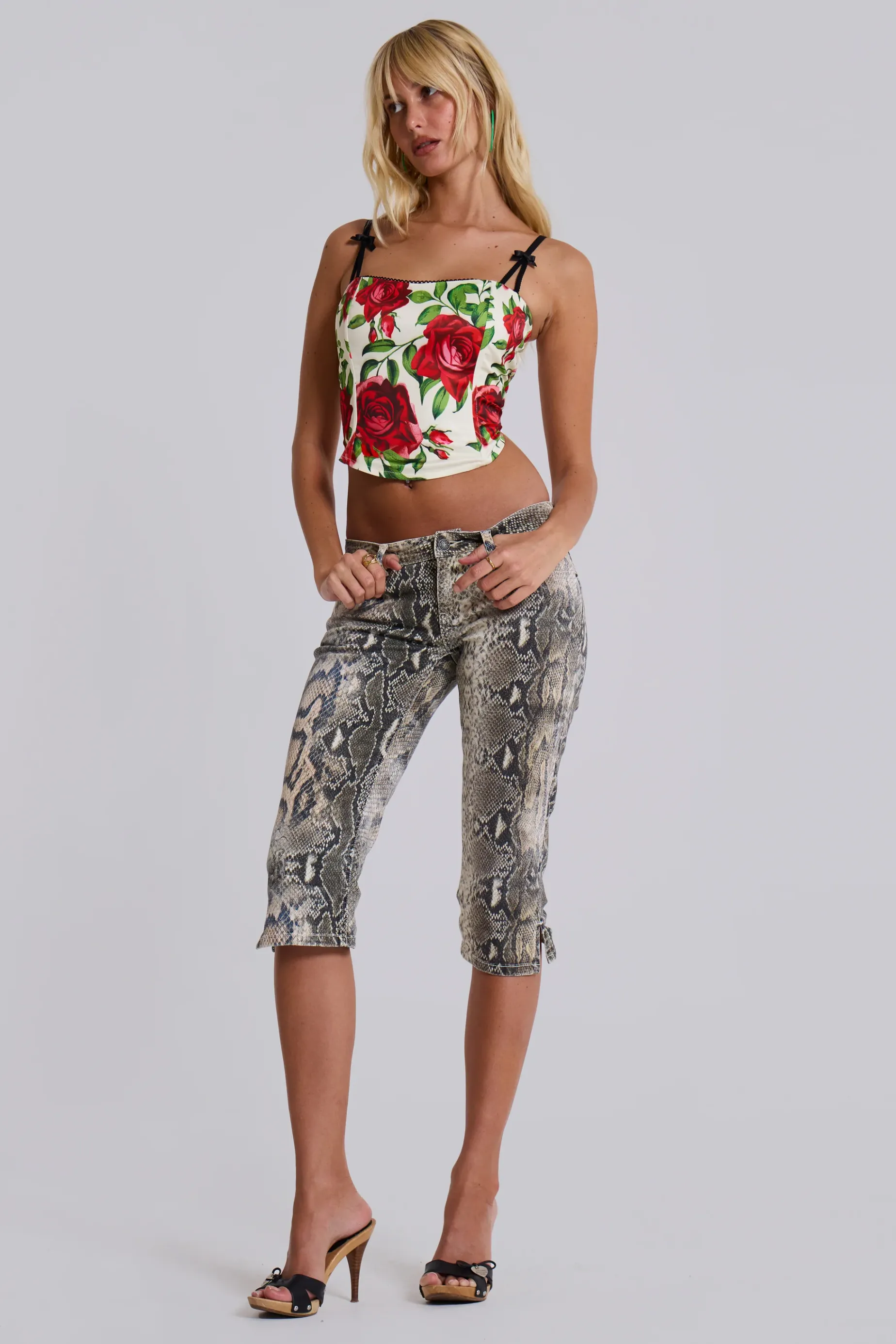 Jaded London Dovimo Snakeskin Capri Jeans-Women Jeans