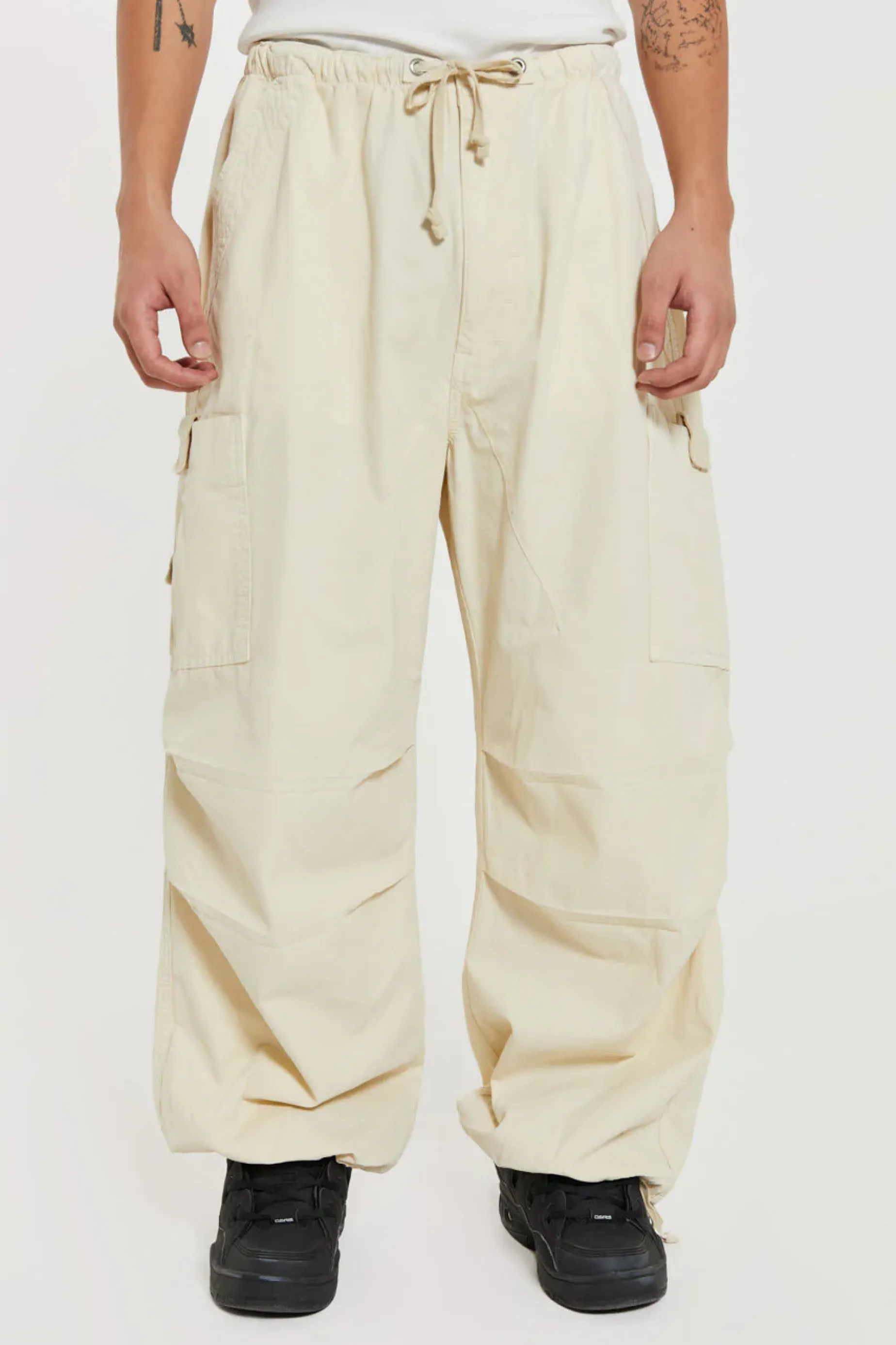 Jaded London Ecru Parachute Cargo Pants- Parachute Pants | Parachute Pants