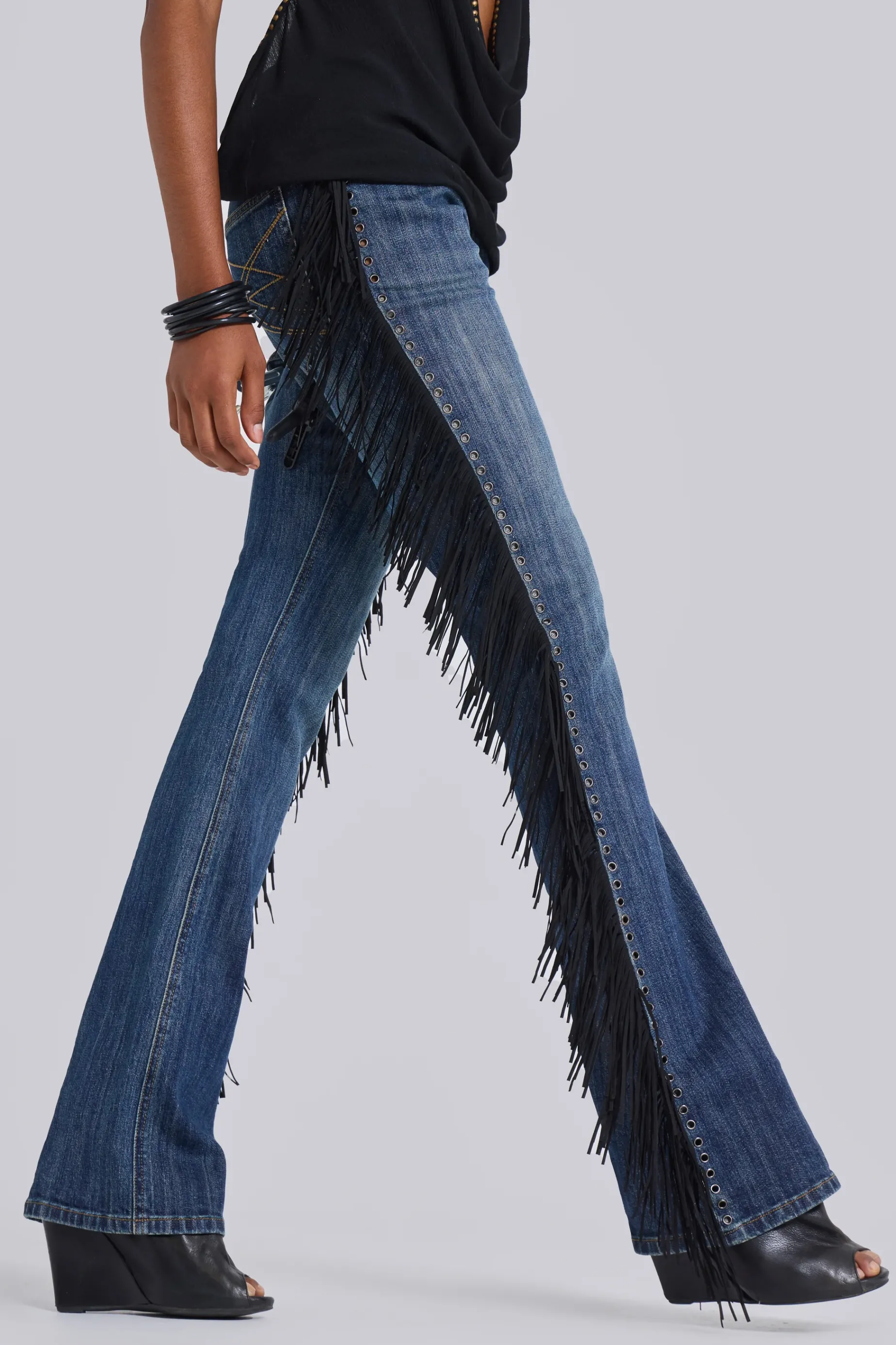 Jaded London El Topo Fringe Bootcut Jeans-Women Statement Jeans | Slim/straight Jeans