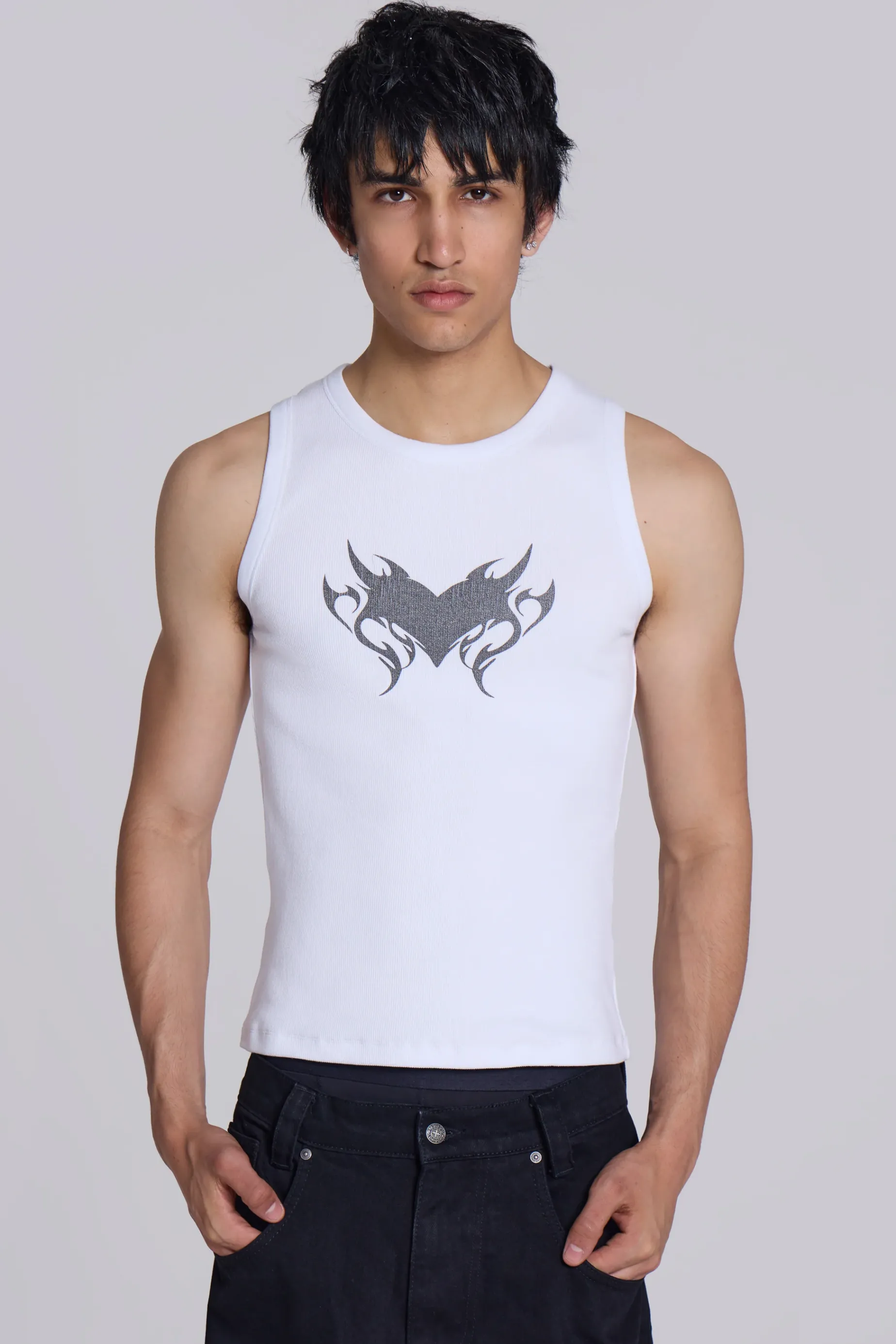 Jaded London Flaming Heart Vest- T-shirts & Vests | Tops