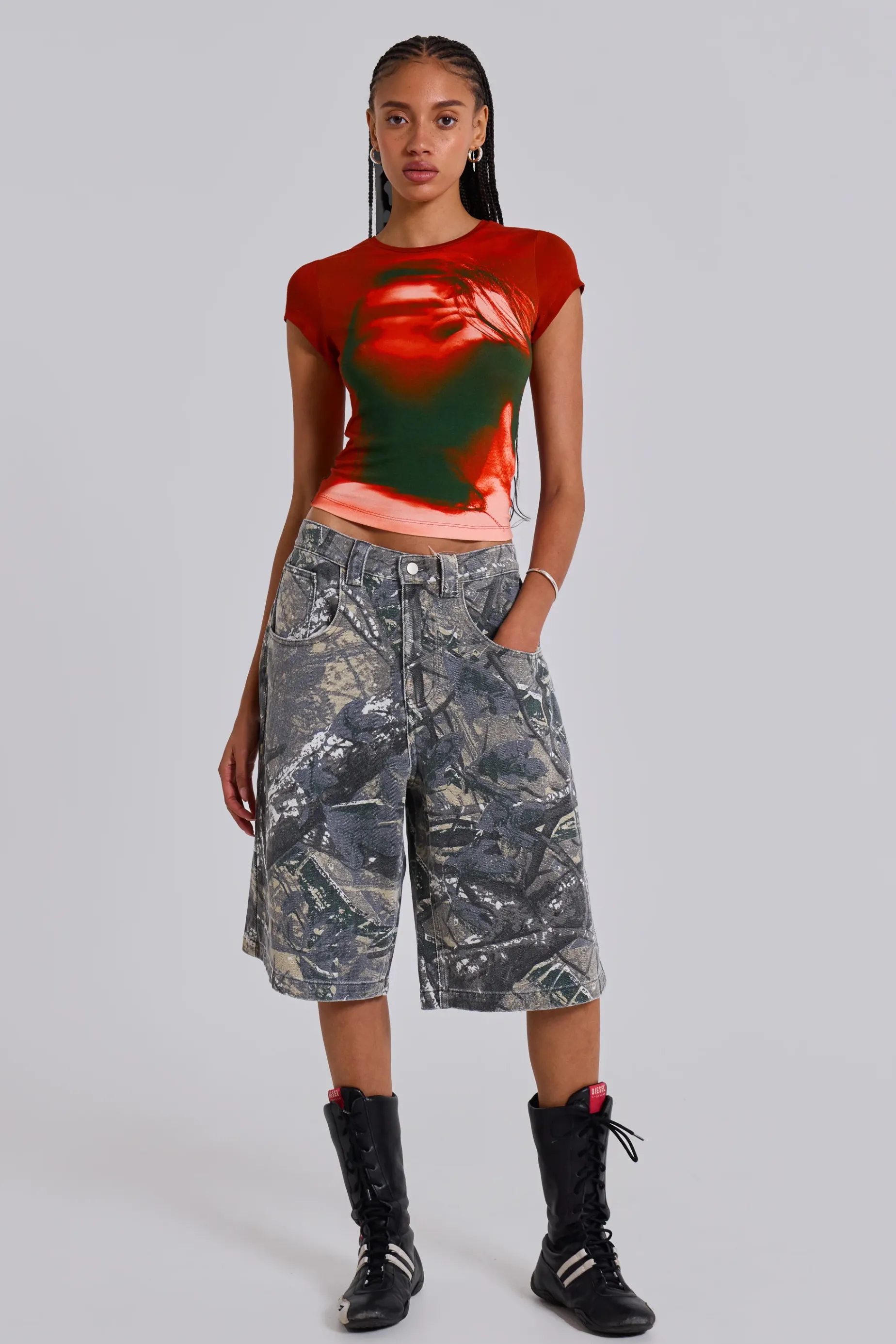 Jaded London Forest Camo Colossus Jorts-Women Jorts | Shorts & Jorts