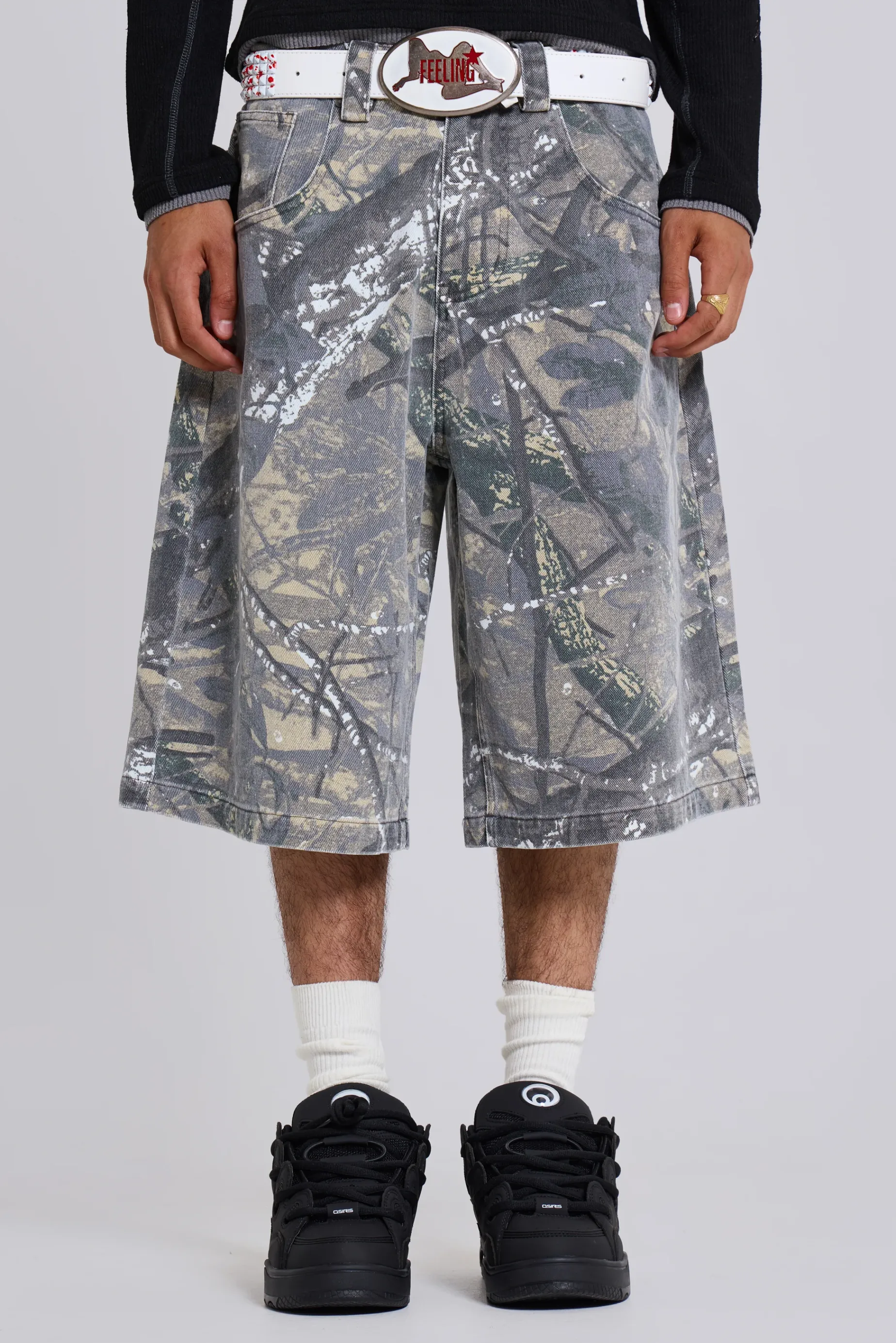 Jaded London Forest Camo Colossus Jorts- Jorts & Shorts | Jorts