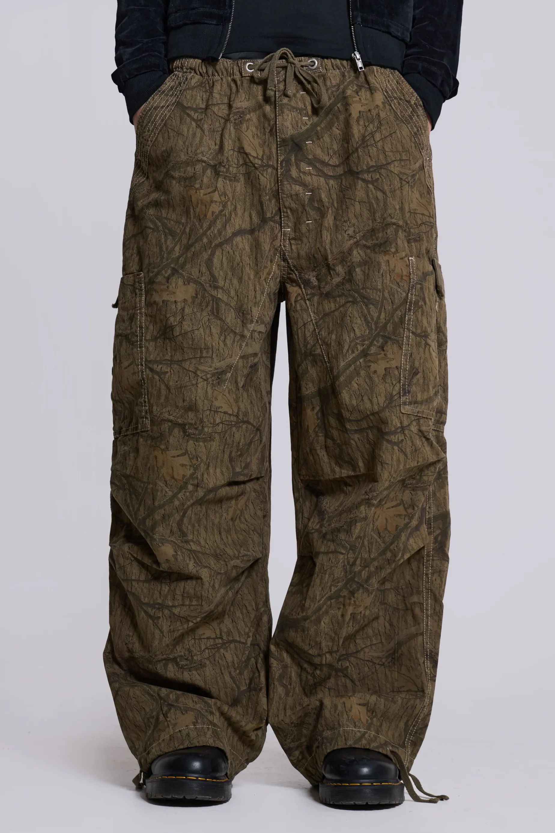 Jaded London Forest Camo Parachute Pants- Parachute Pants | Parachute Pants