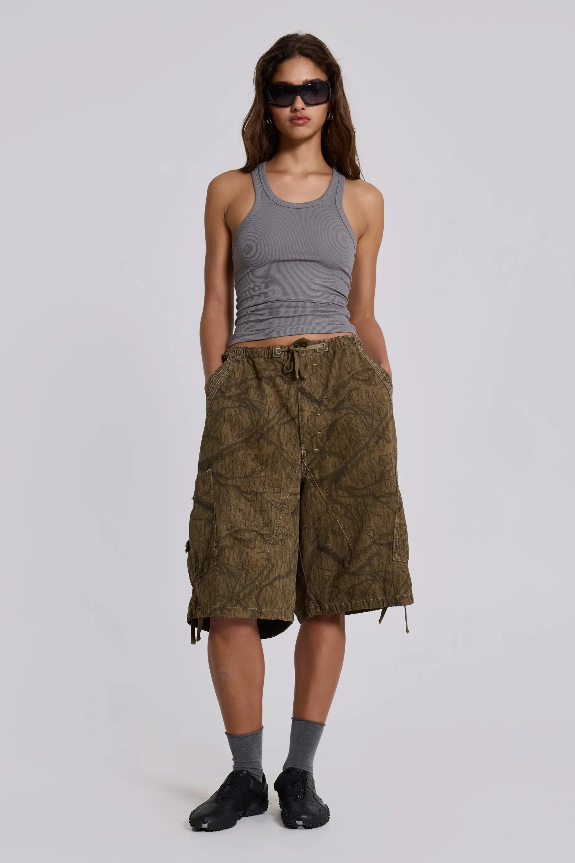 Jaded London Forest Camo Parachute Shorts-Women Shorts & Jorts | Shorts & Jorts