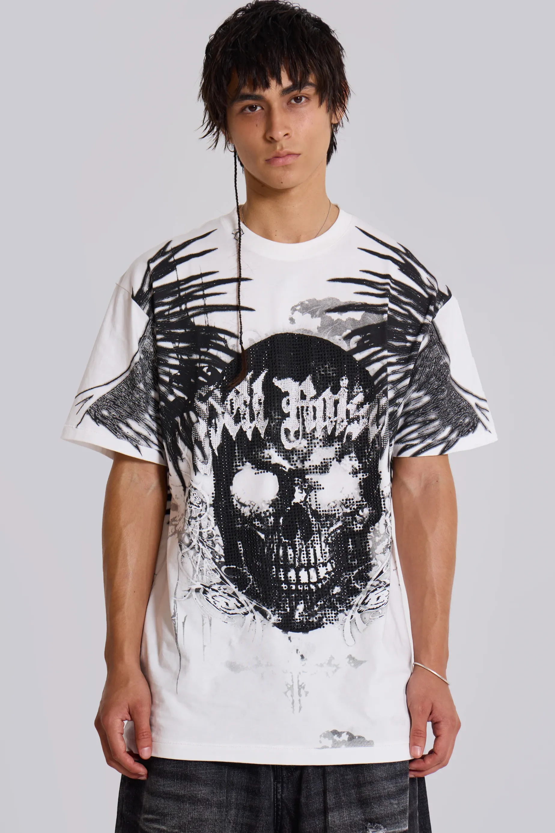 Jaded London Grave Diamonte Baggy Tee- T-shirts & Vests | Tops