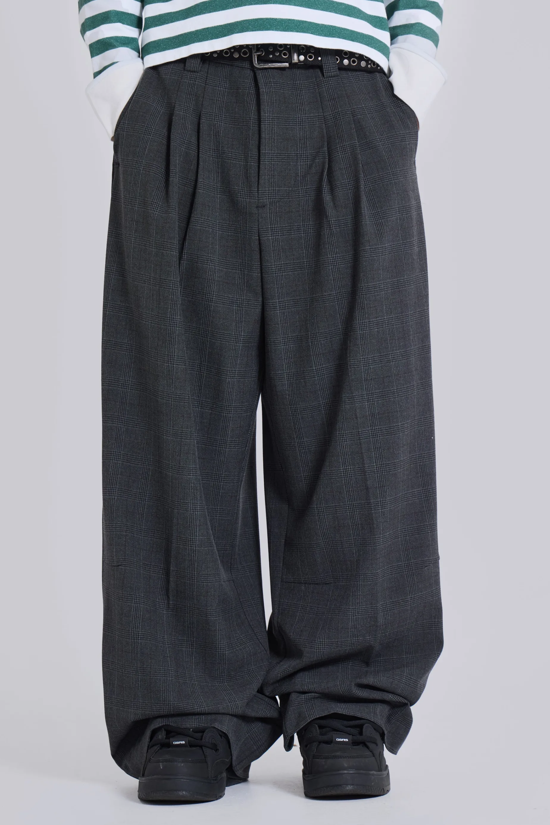 Jaded London Grey Check Goliath Suit Trousers- Suit Trousers | Suit Trousers