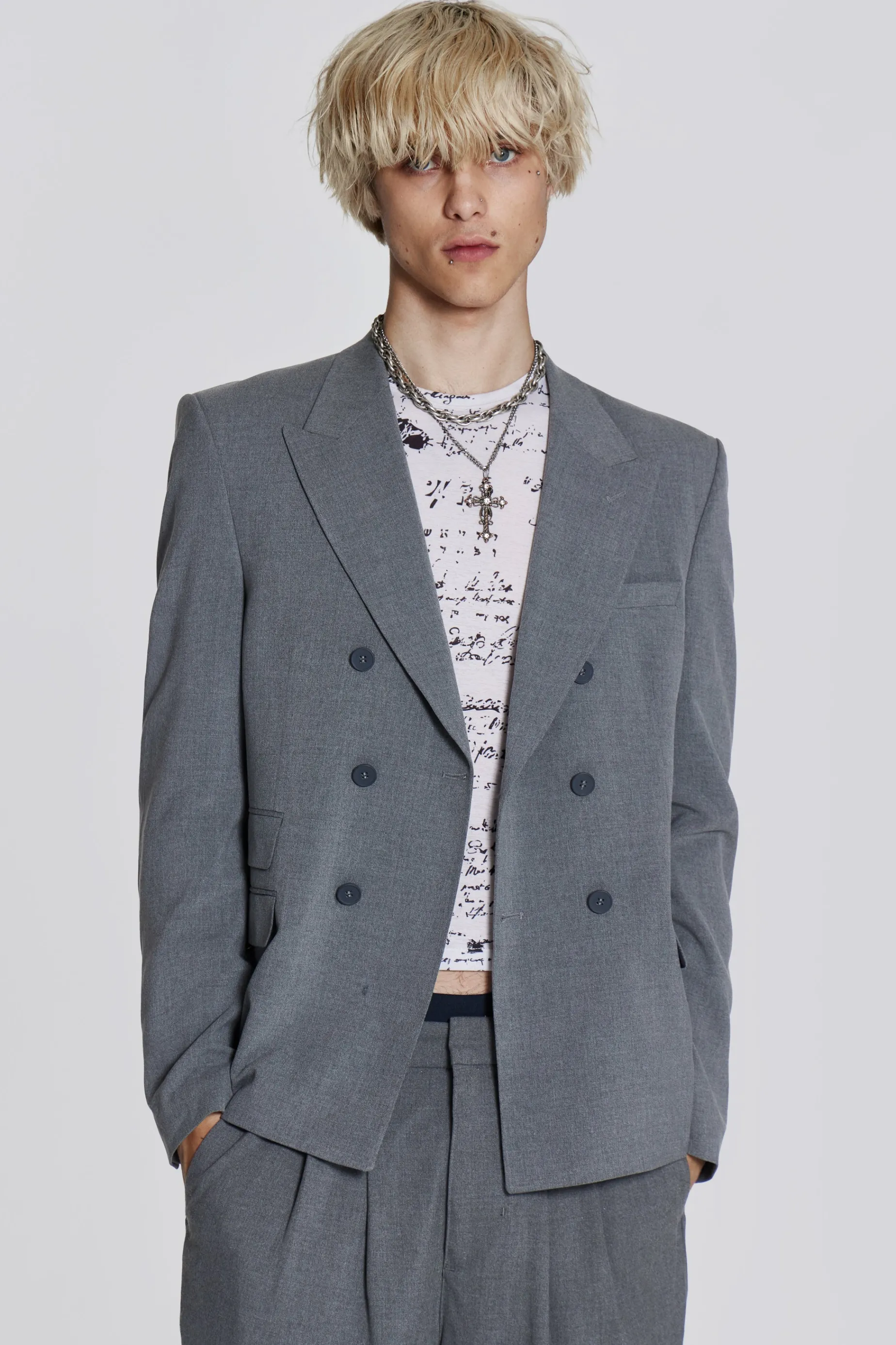 Jaded London Grey Goliath Blazer- Outerwear