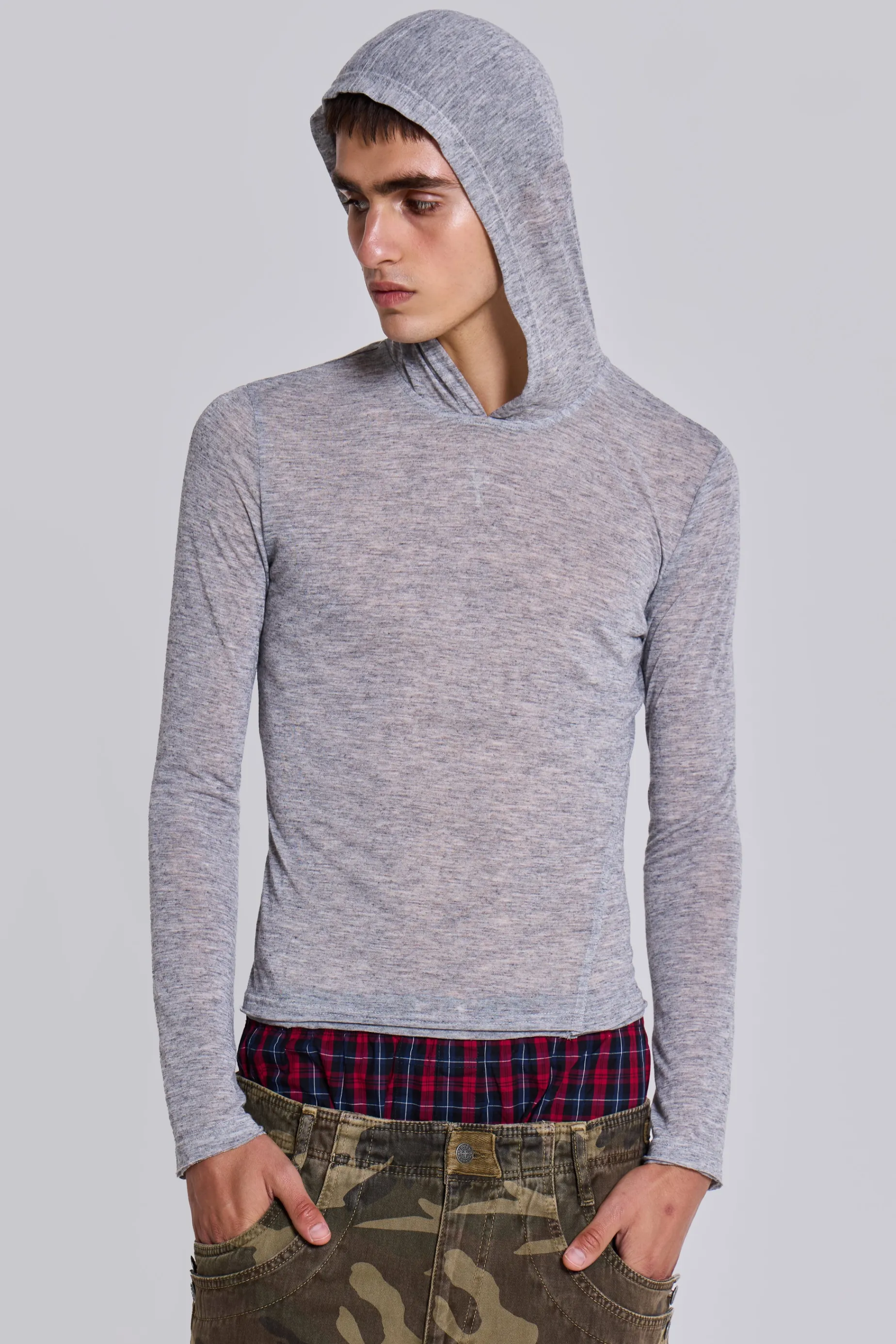 Jaded London Grey Marl Mist Hoodie- Tops | Hoodies & Sweatshirts