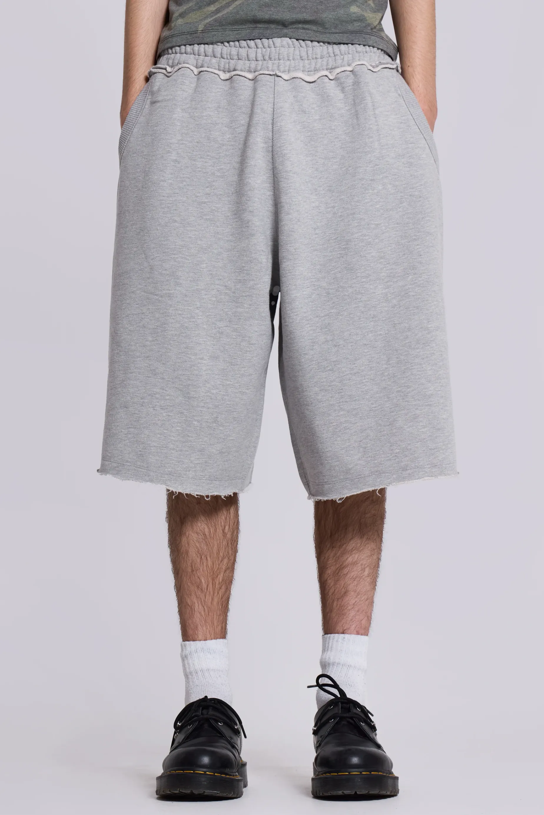 Jaded London Grey Marl Monster Jogger Shorts- Jorts & Shorts