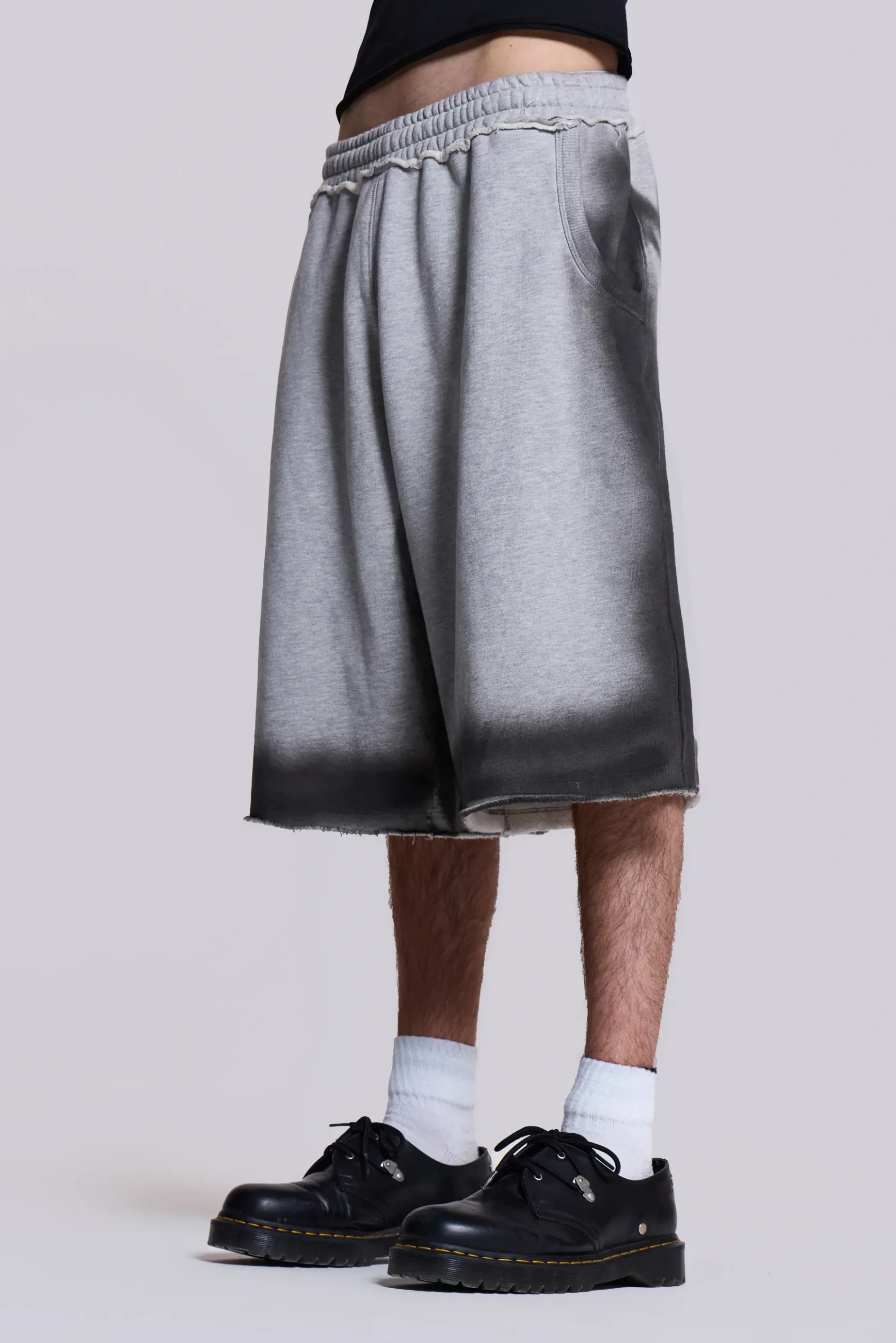 Jaded London Grey Spray Monster Shorts- Jorts & Shorts