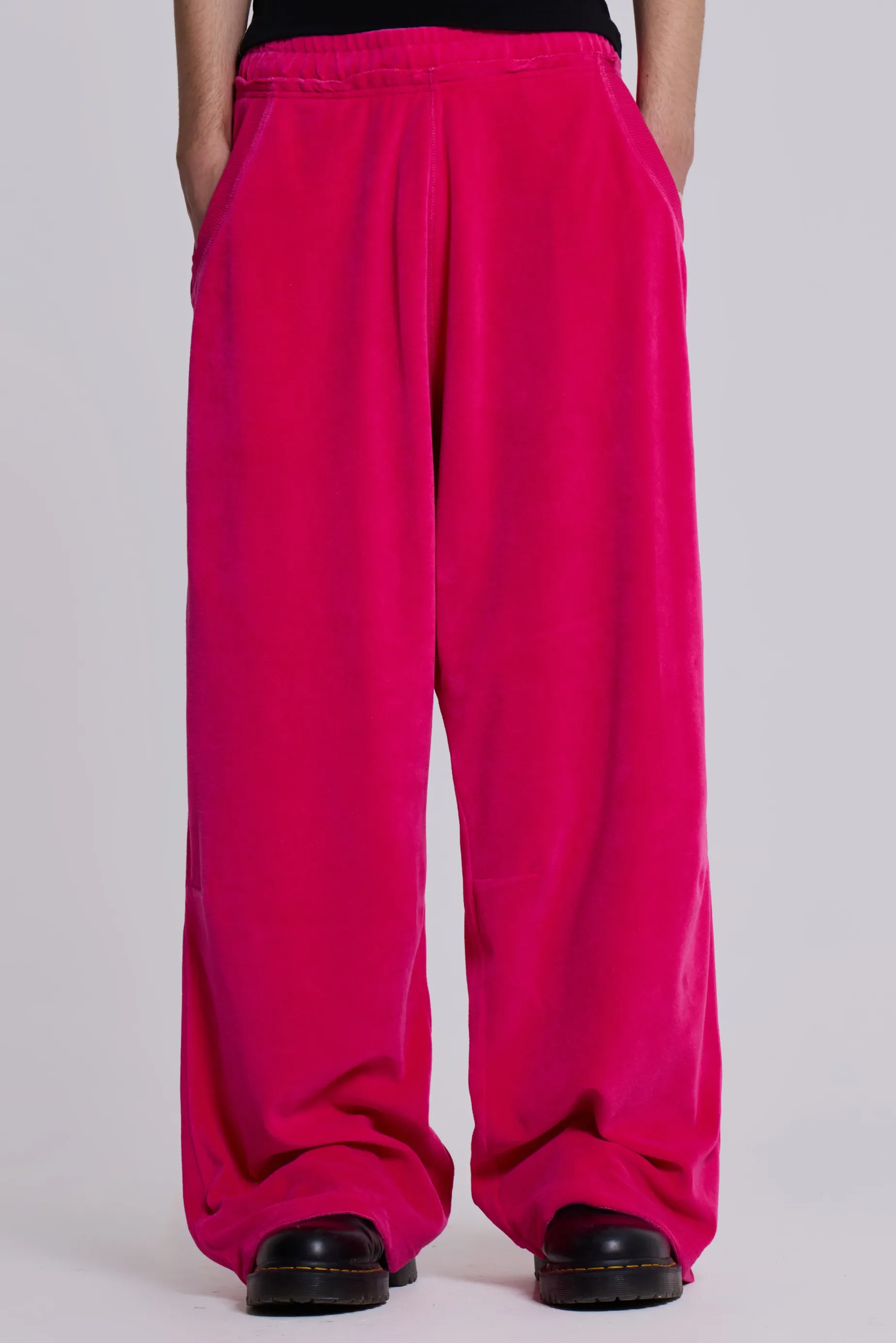 Jaded London Hot Pink Velour Baggy Monster Joggers- Joggers & Sweatpants | Baggy Joggers & Sweatpants