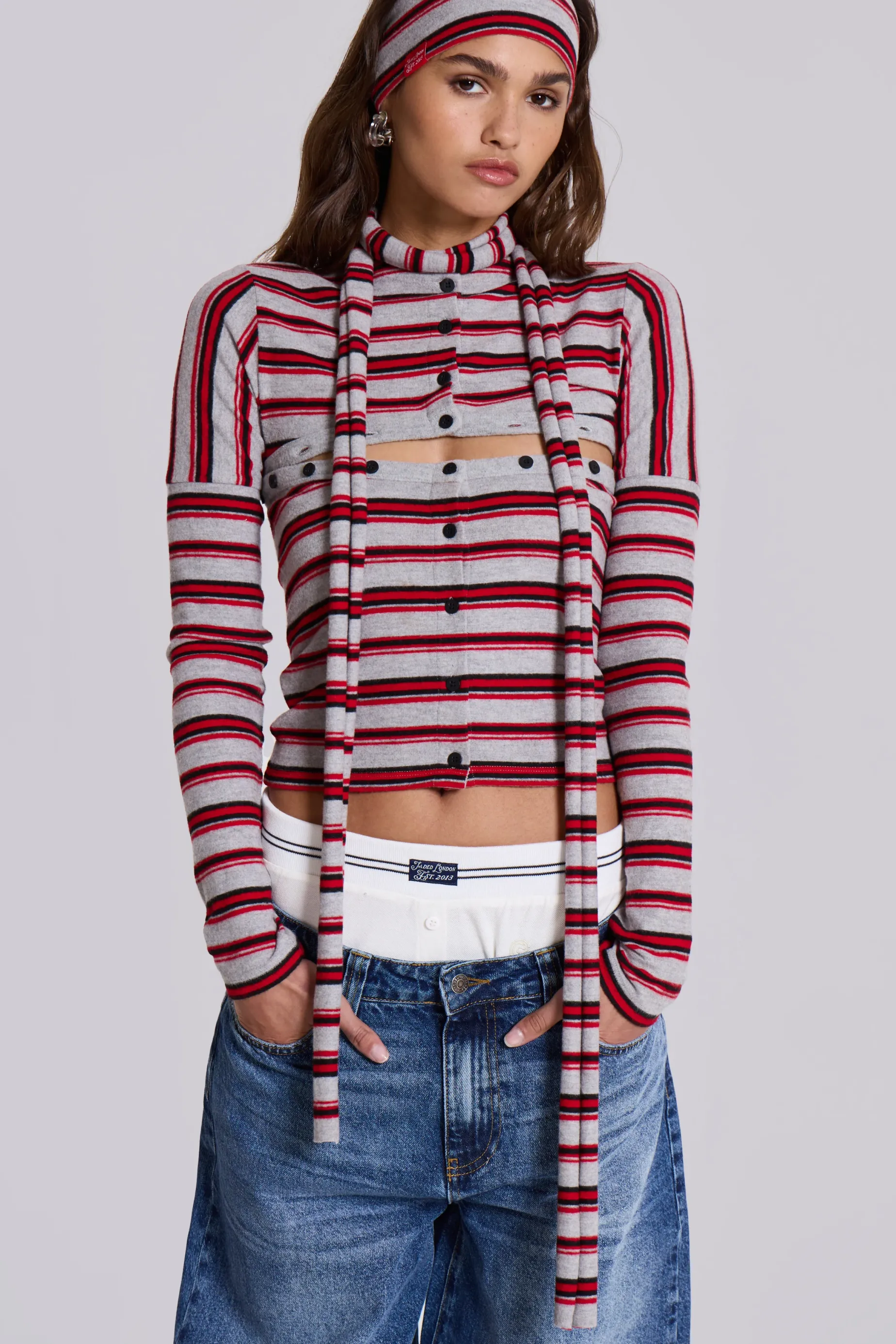 Jaded London Isla Stripe 3 In 1 Cardigan-Women Knitwear