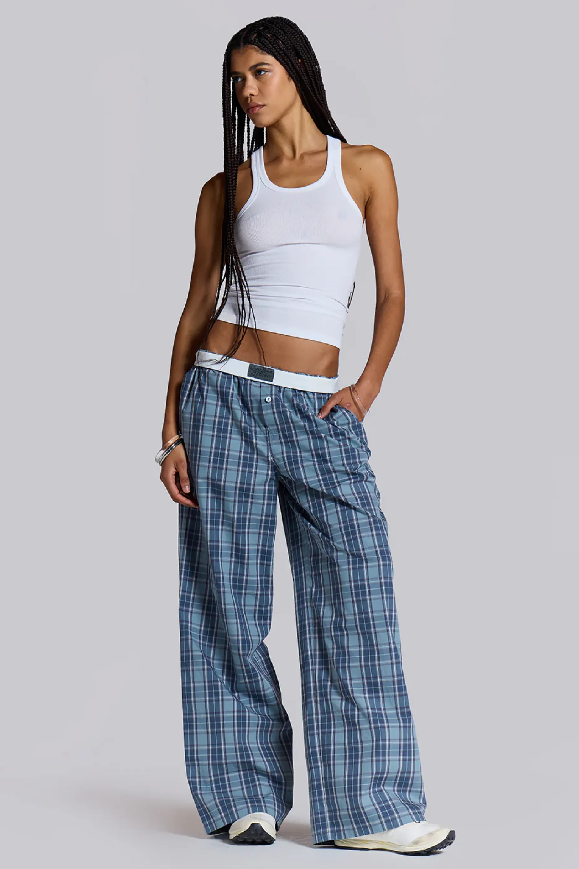 Jaded London Jamie Check Boxer Trousers-Women Trousers & Pants