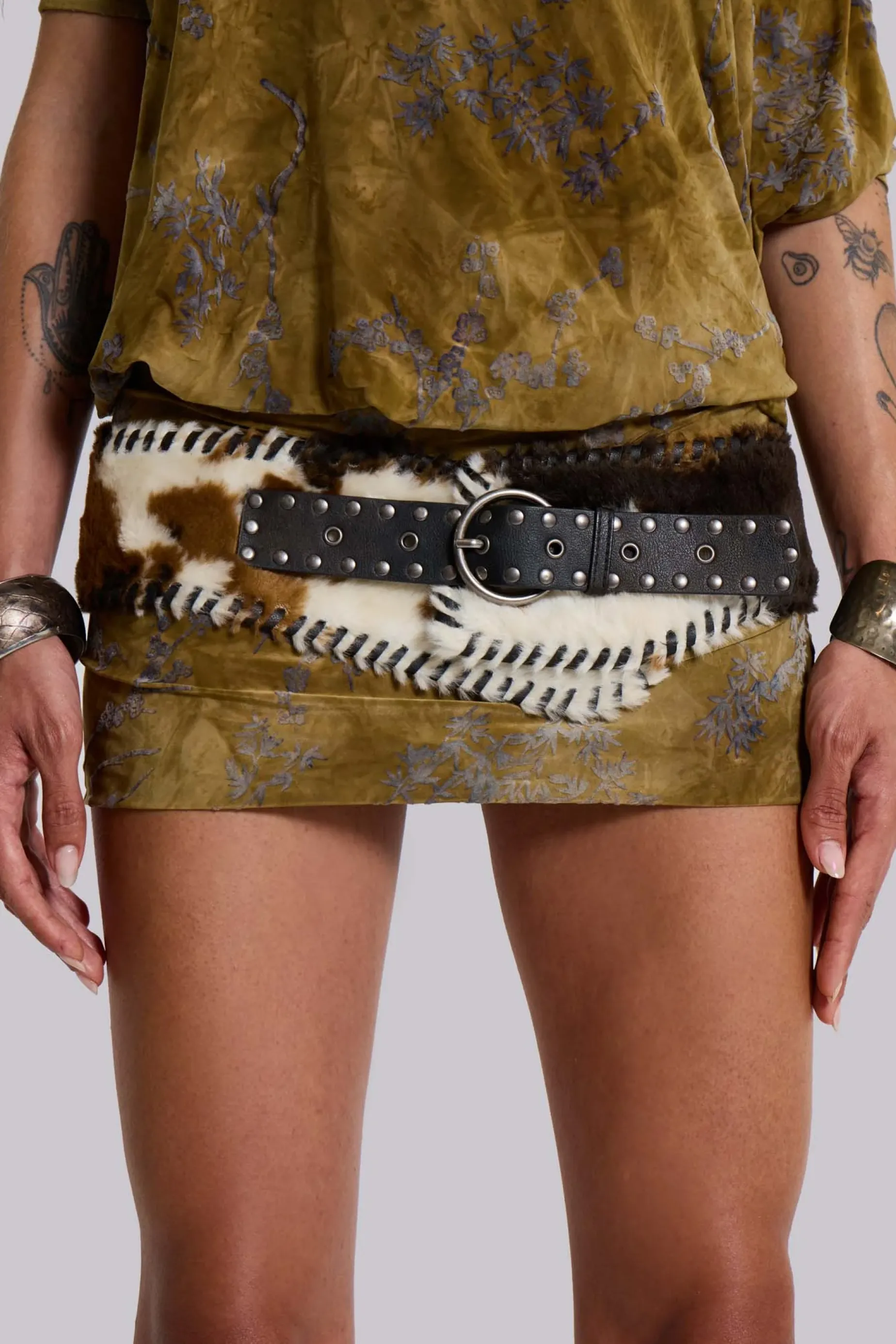 Jaded London Kena Whipstitch Cow Belt-Women Accessories