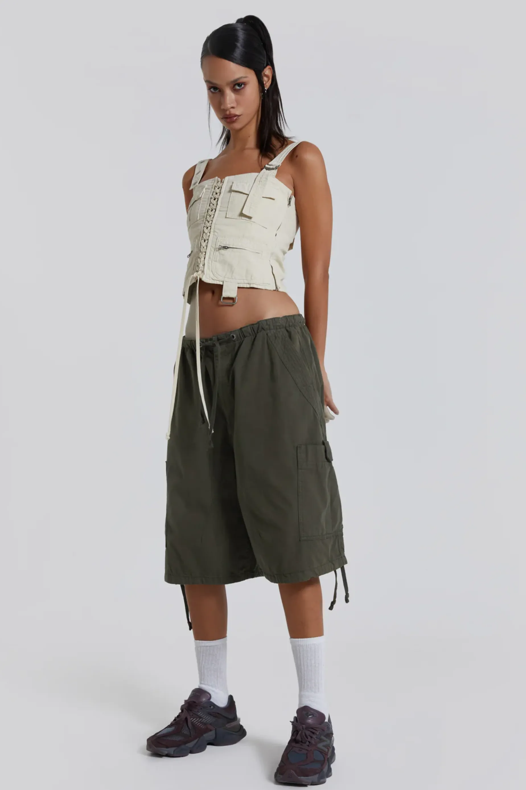 Jaded London Khaki Parachute Cargo Shorts-Women Shorts & Jorts | Shorts & Jorts