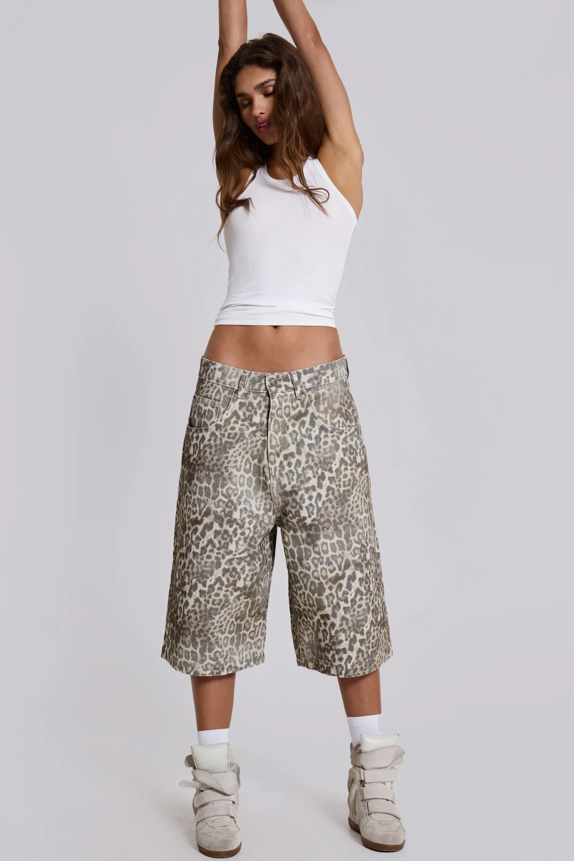 Jaded London Leopard Fade Colossus Jorts-Women Jorts | Shorts & Jorts