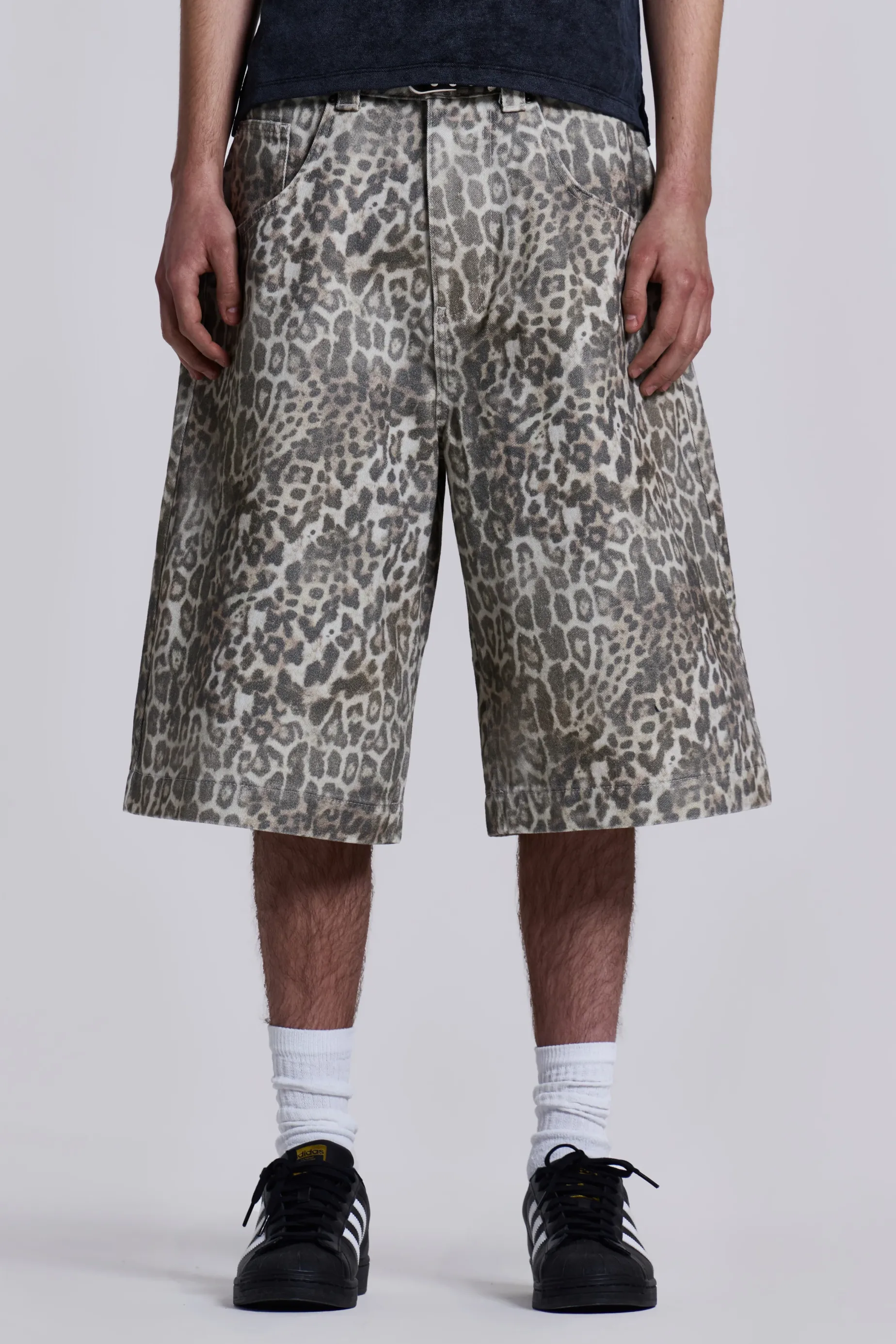 Jaded London Leopard Fade Colossus Jorts- Jorts & Shorts | Jorts